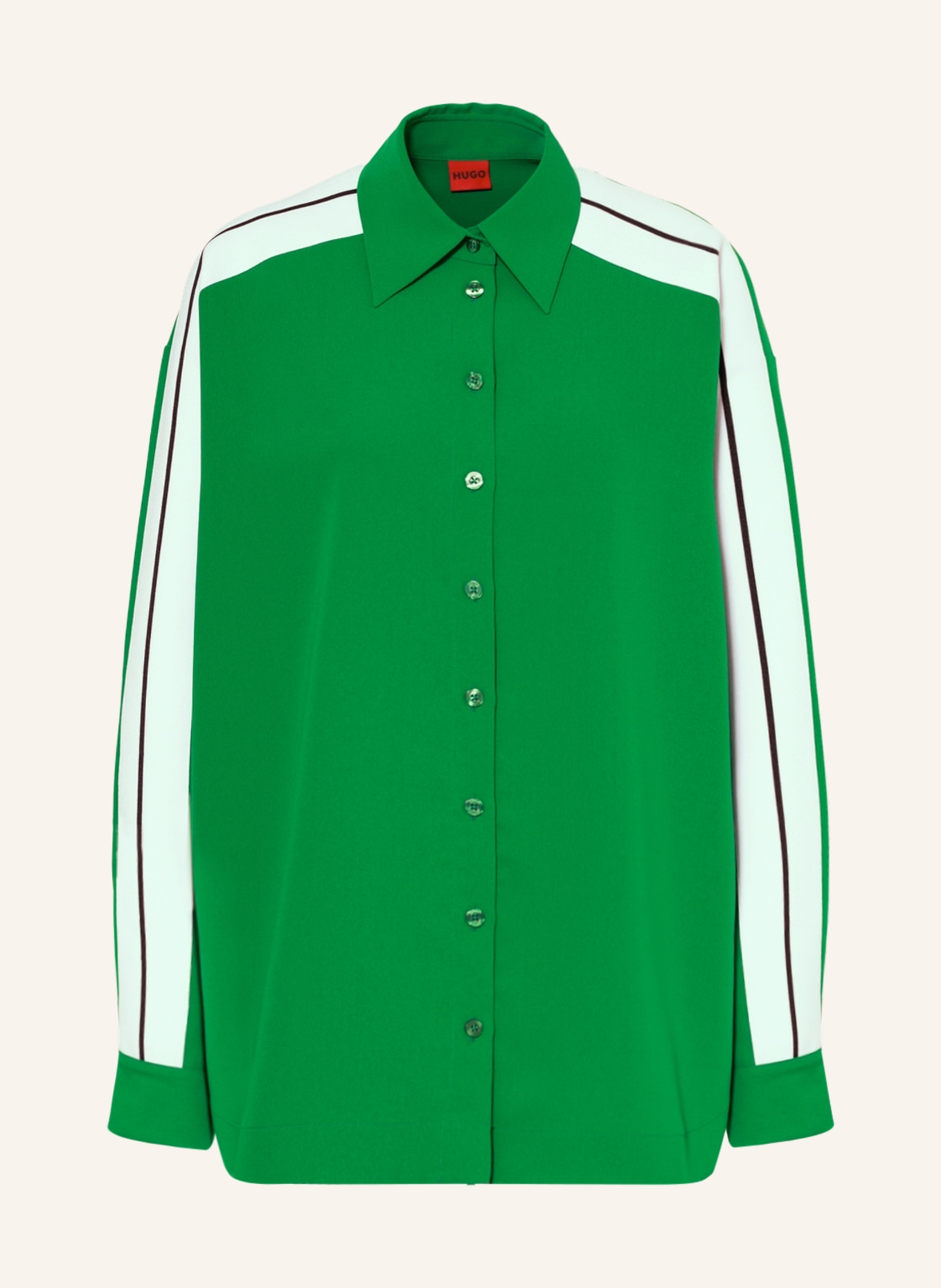 HUGO Shirt blouse ELLOE, Color: GREEN/ WHITE/ BLACK (Image 1)