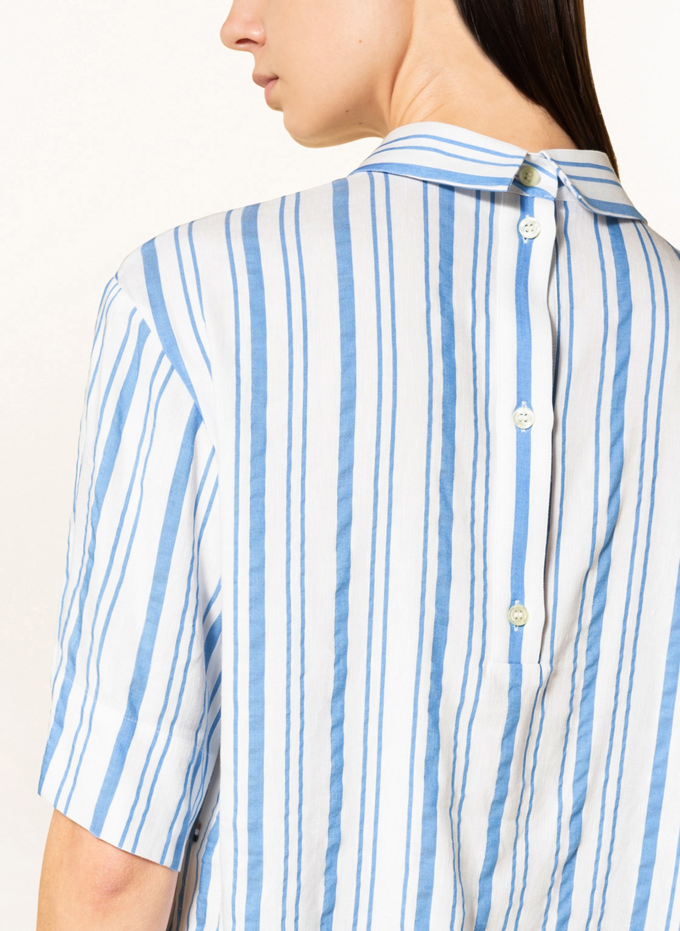 BOSS Cropped-Bluse BALINENA mit Leinen , Farbe: WEISS/ HELLBLAU (Bild 4)