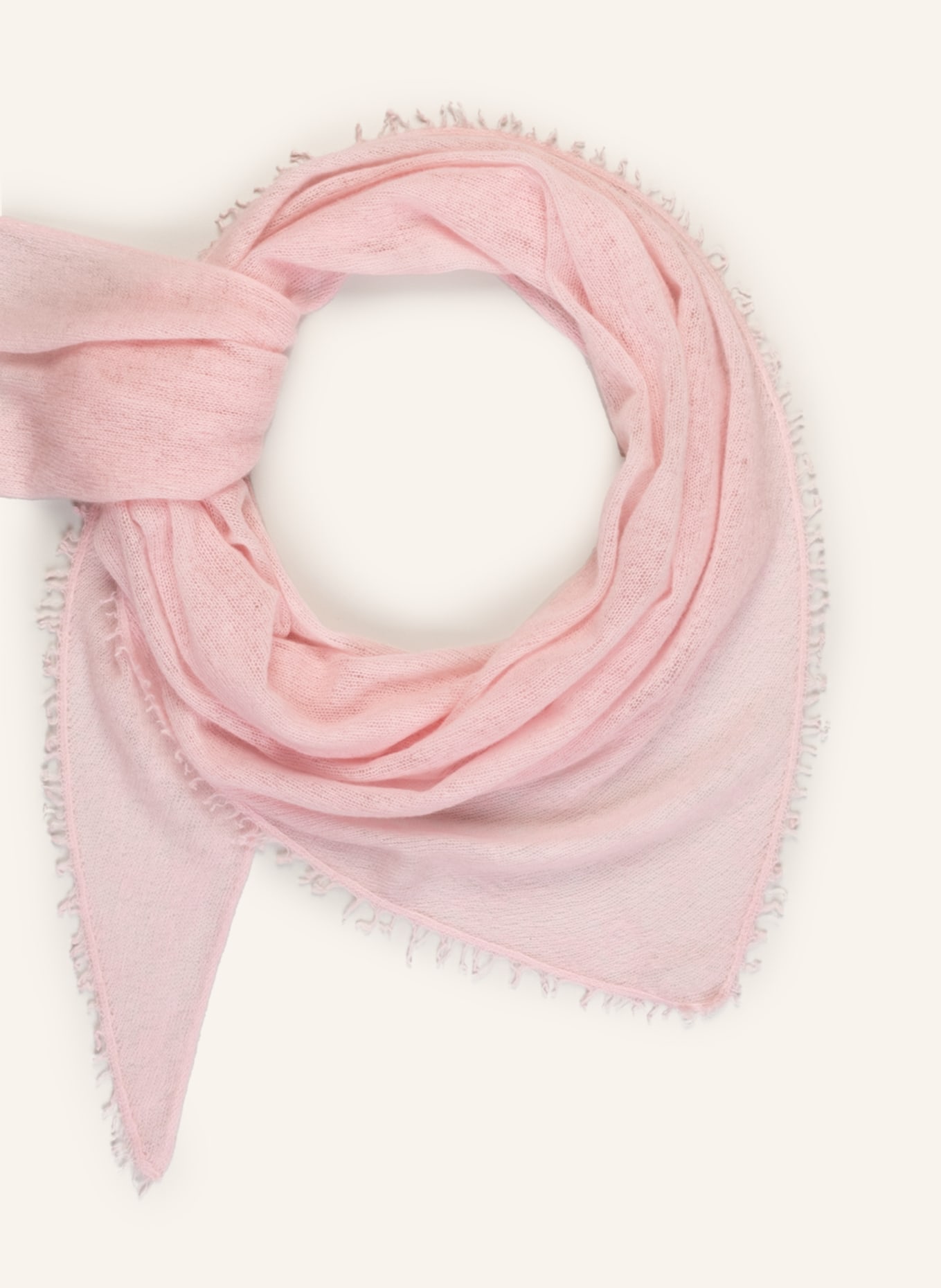Bakaree Triangular scarf in cashmere, Color: LIGHT PINK (Image 2)