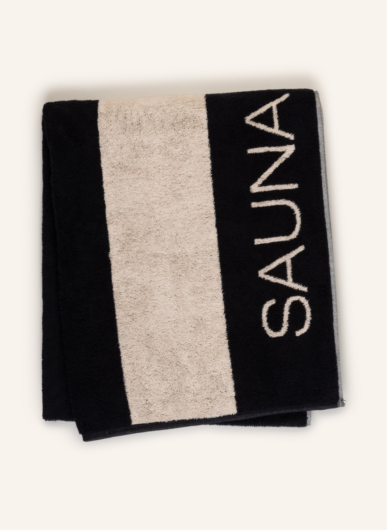 Cawö Sauna towel, Color: CREAM/ BLACK (Image 1)