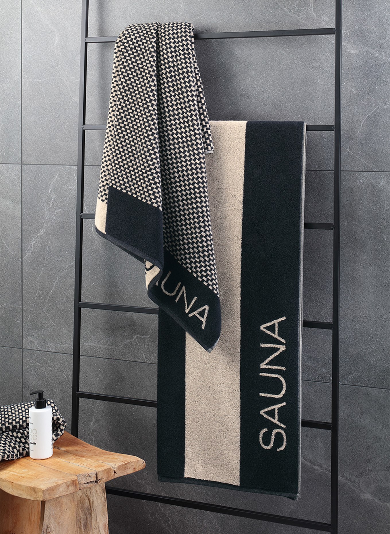 Cawö Sauna towel, Color: BLACK/ CREAM (Image 3)