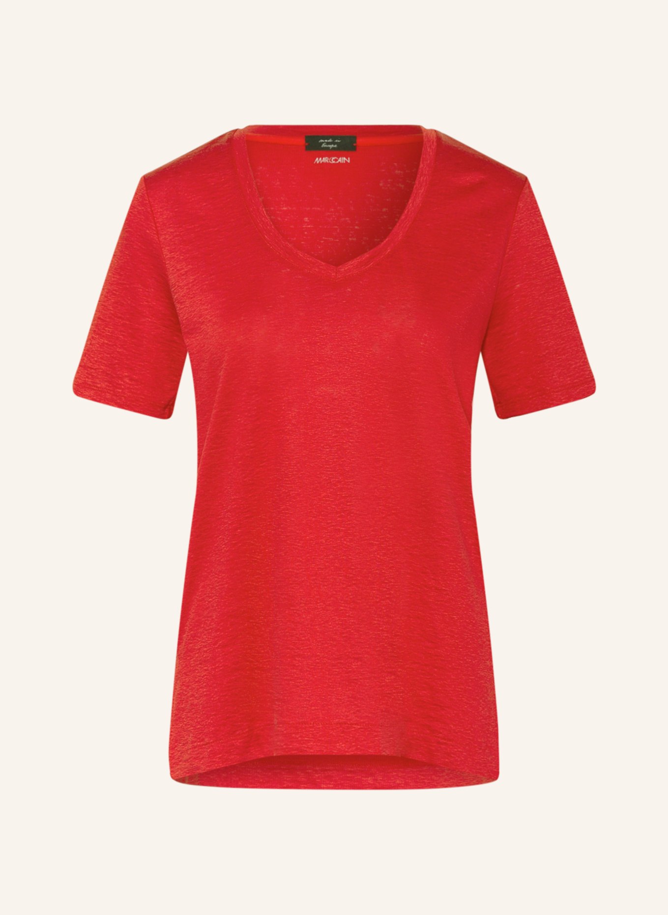 MARC CAIN T-shirt z lnu, Kolor: 273 deep red (Obrazek 1)
