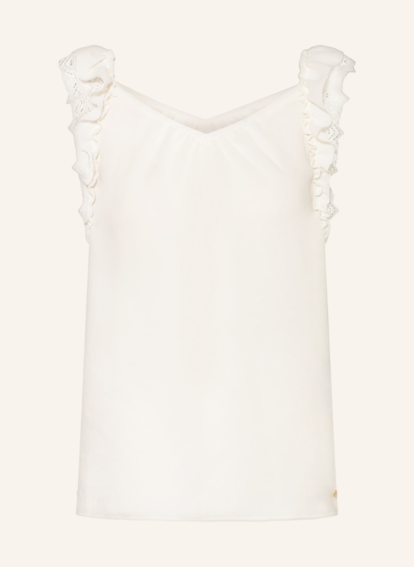 MARC CAIN Top with ruffles and lace, Color: 110 off (Image 1)