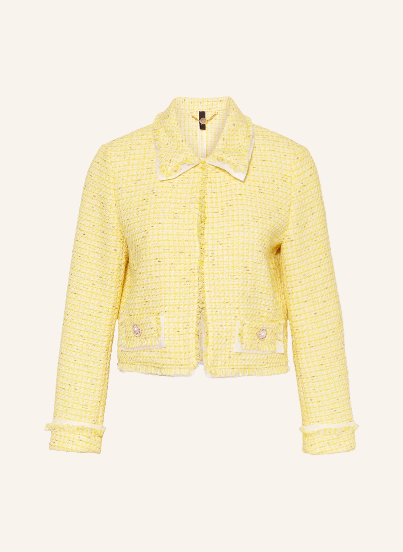 MARC CAIN Tweed blazer with silk, Color: 427 lemon green (Image 1)