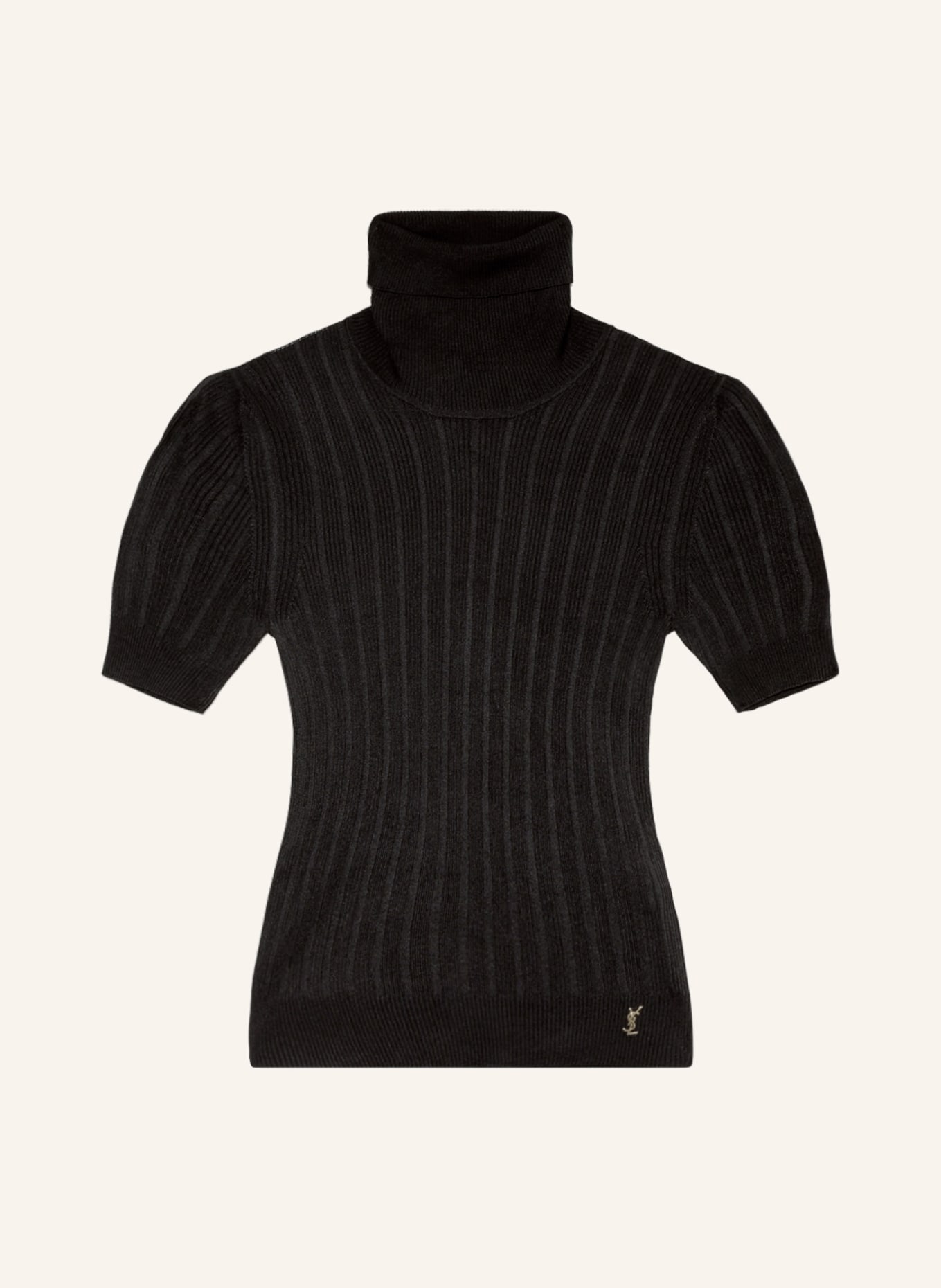 SAINT LAURENT Sweter z krótkim rękawem z jedwabiu, Kolor: CZARNY (Obrazek 1)