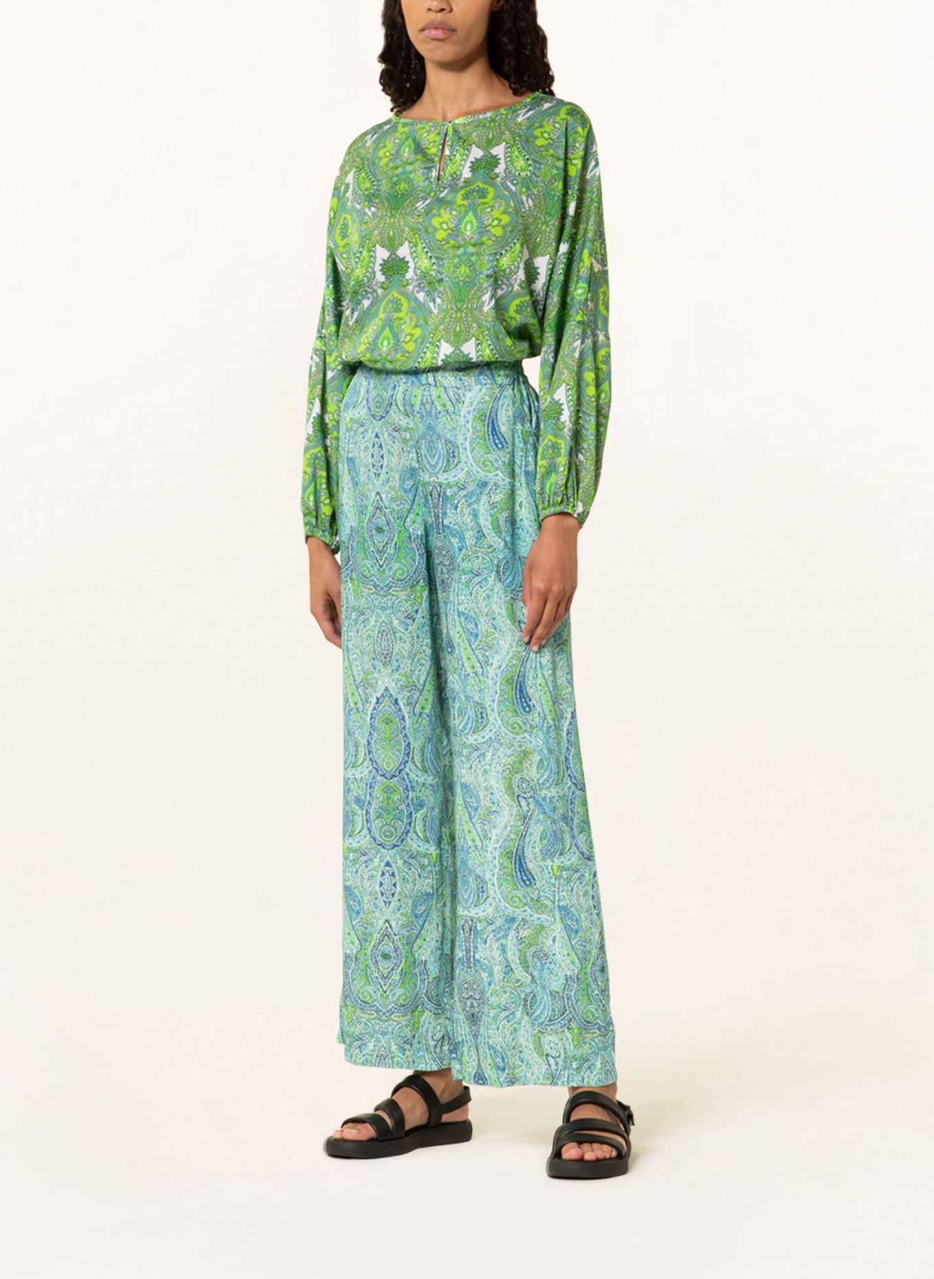 Emily VAN DEN BERGH Wide leg trousers , Color: LIGHT GREEN/ BLUE (Image 2)