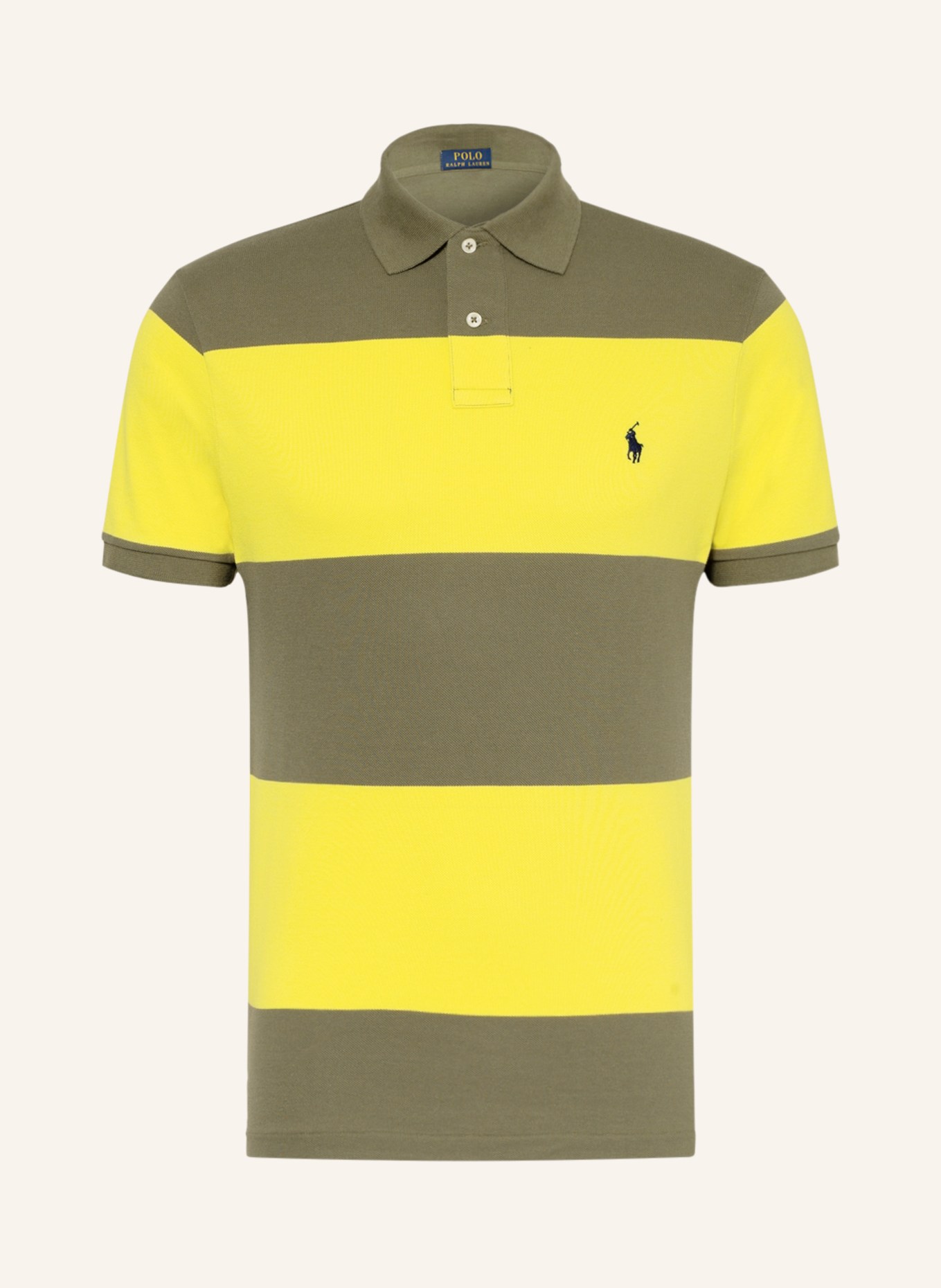 POLO RALPH LAUREN Piqué polo shirt custom slim fit, Color: YELLOW/ OLIVE (Image 1)