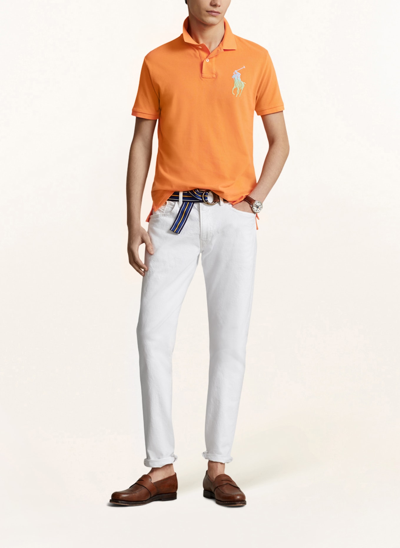 POLO RALPH LAUREN Piqué polo shirt custom slim fit, Color: ORANGE (Image 2)