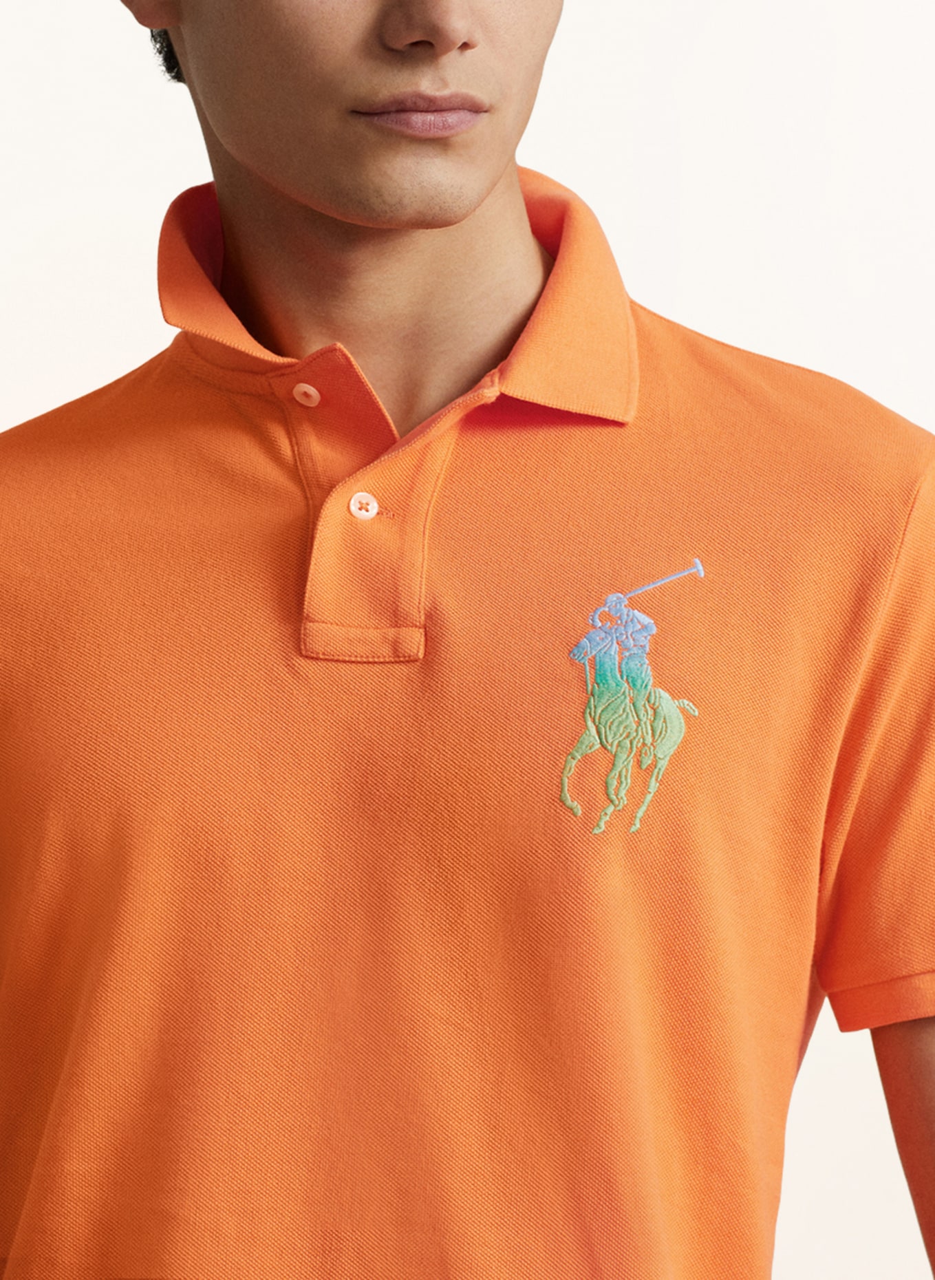 POLO RALPH LAUREN Koszulka polo z piki custom slim fit, Kolor: POMARAŃCZOWY (Obrazek 4)