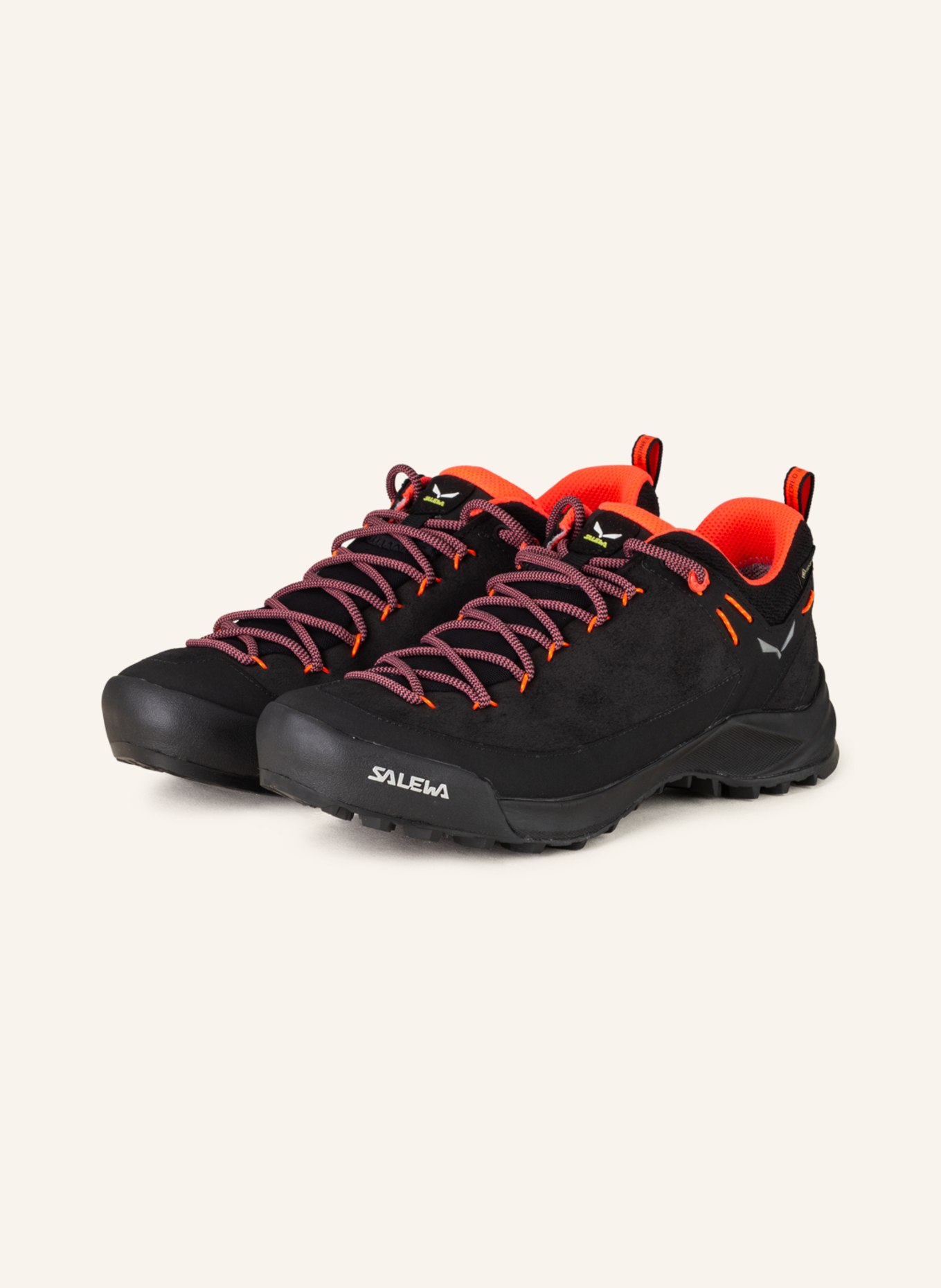 SALEWA Trekking shoes WILDFIRE LEATHER GTX, Color: BLACK/ NEON RED (Image 1)