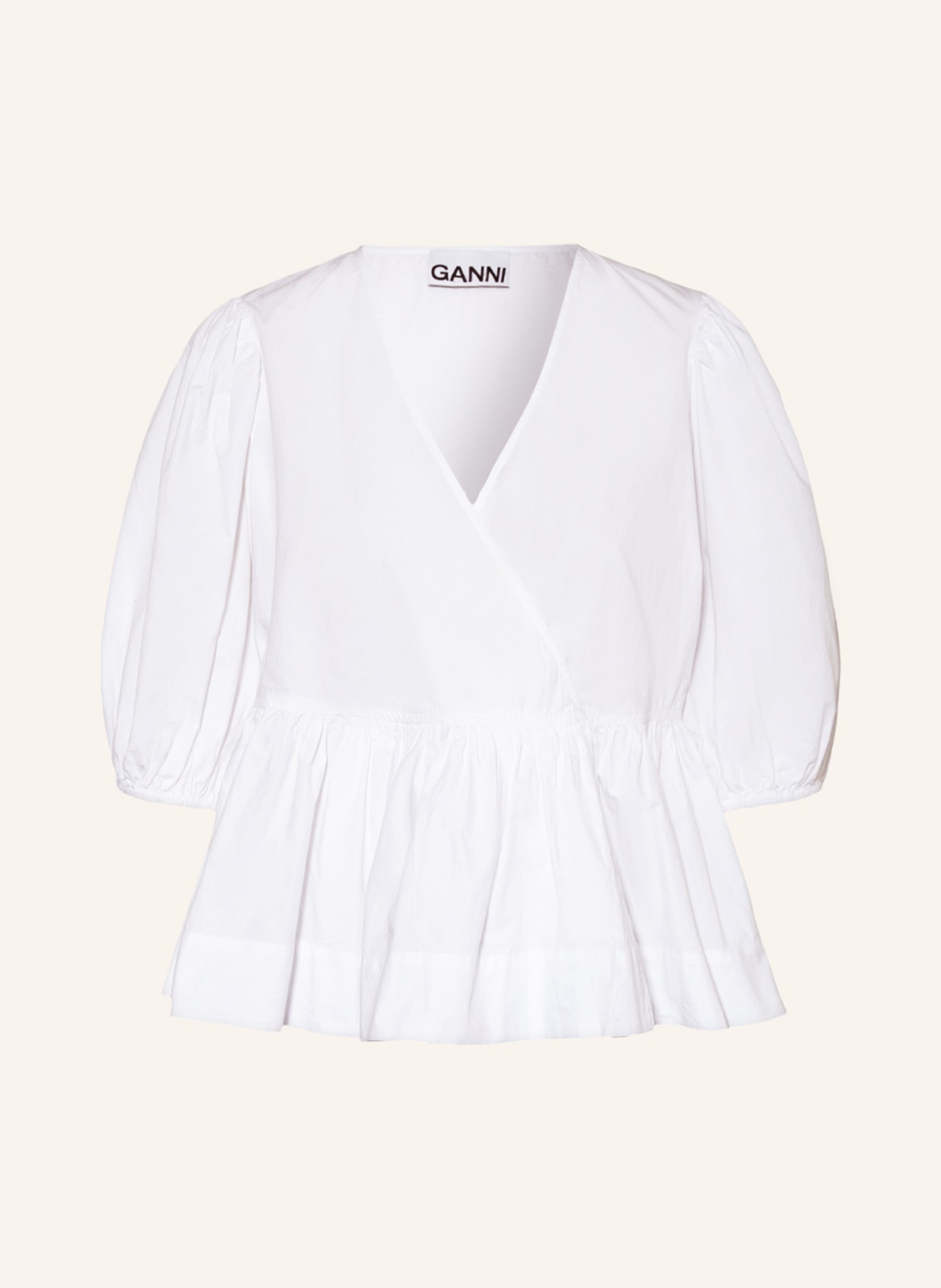 GANNI Blouse in wrap look , Color: WHITE (Image 1)