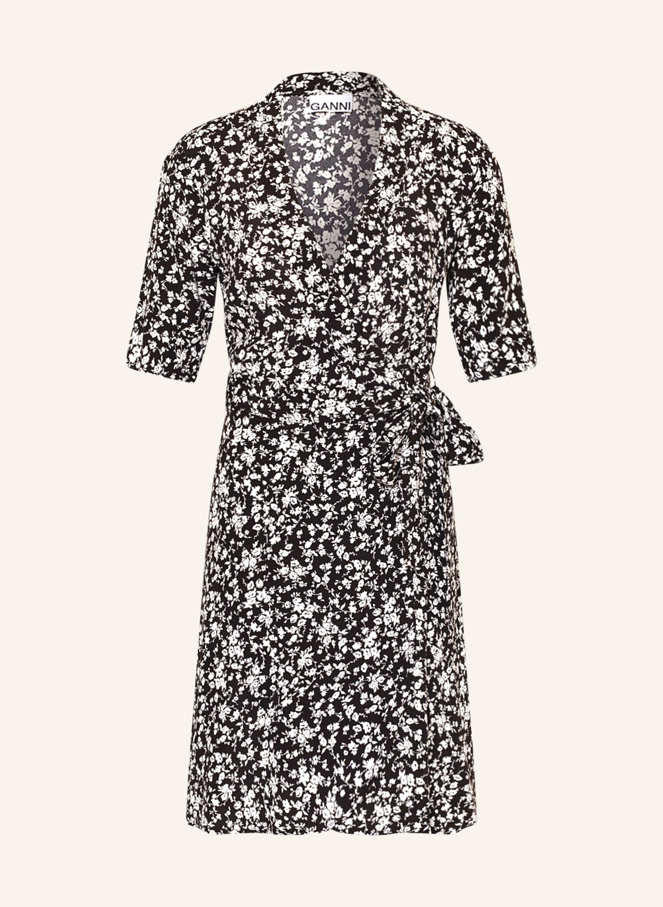 GANNI Wrap dress , Color: BLACK/ WHITE (Image 1)