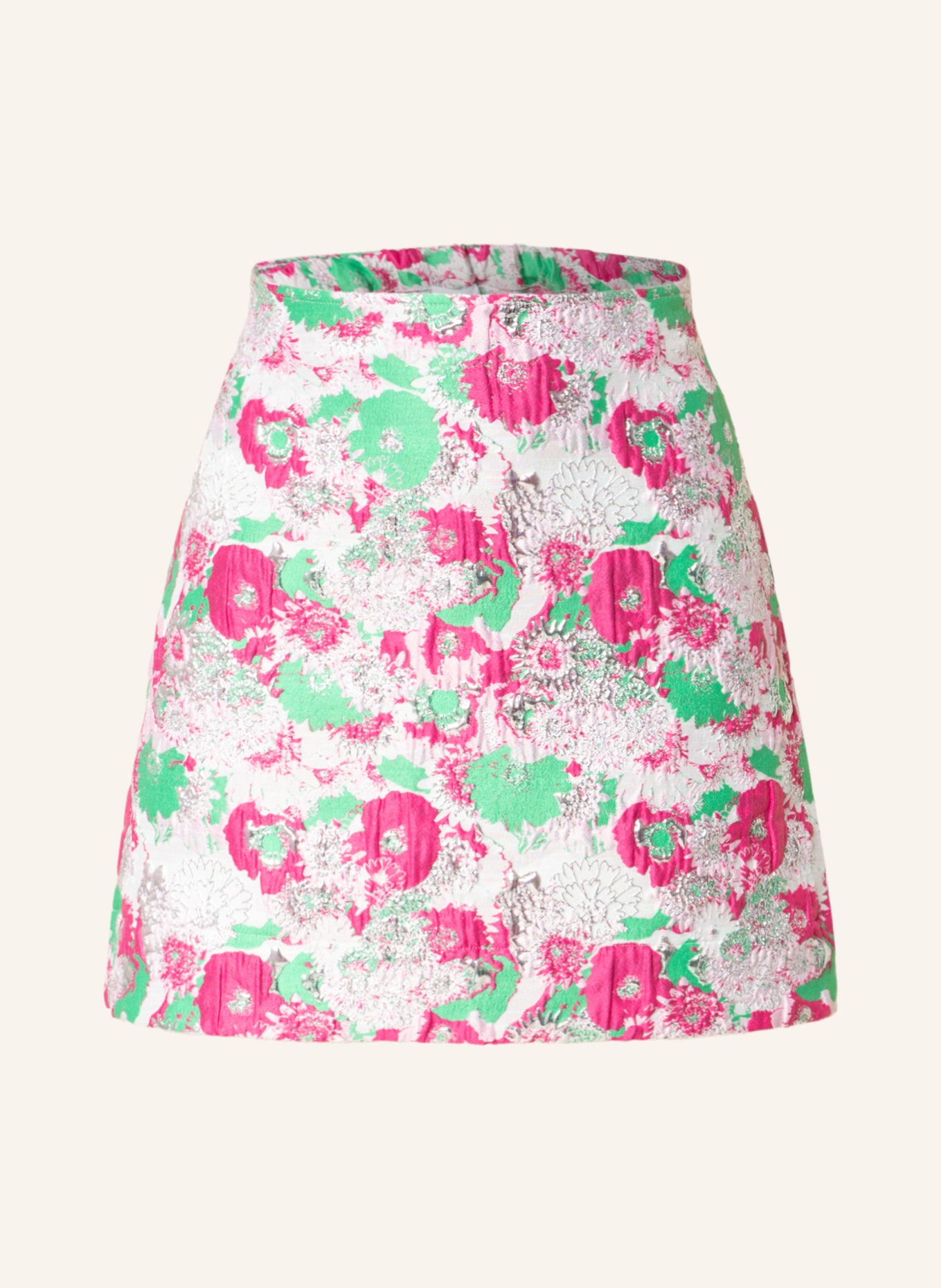 GANNI Jacquard skirt with glitter thread, Color: PINK/ GREEN/ SILVER (Image 1)