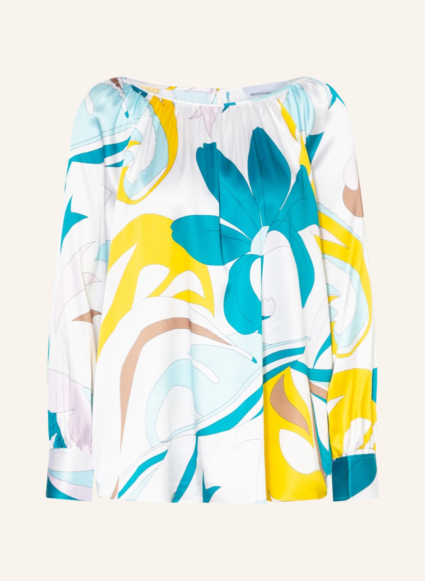 HERZEN'S ANGELEGENHEIT Shirt blouse in silk, Color: NEON BLUE/ DARK YELLOW/ WHITE (Image 1)