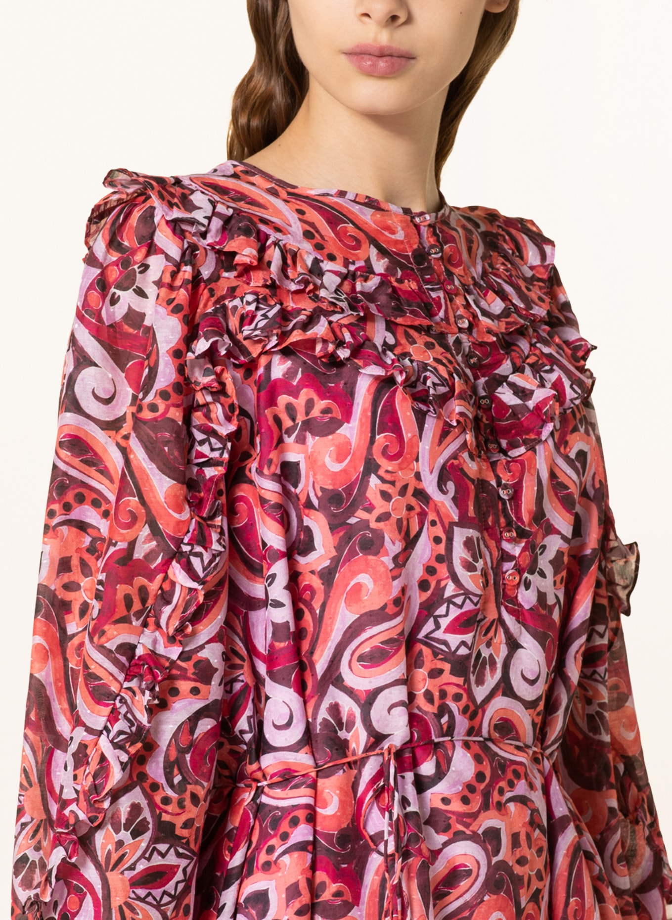 Magali Pascal Sukienka BERNADETTE z dodatkiem jedwabiu, Kolor: FUKSJA (Obrazek 4)