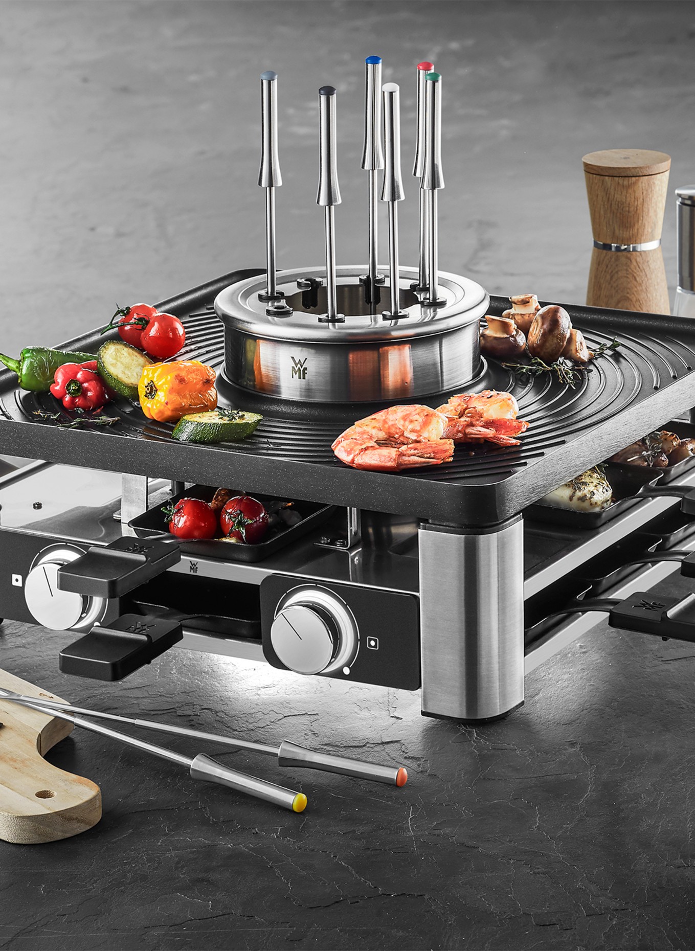 WMF 3-in-1-Tischgrill LUMERO: SCHWARZ / SILBER / DUNKELGRAU