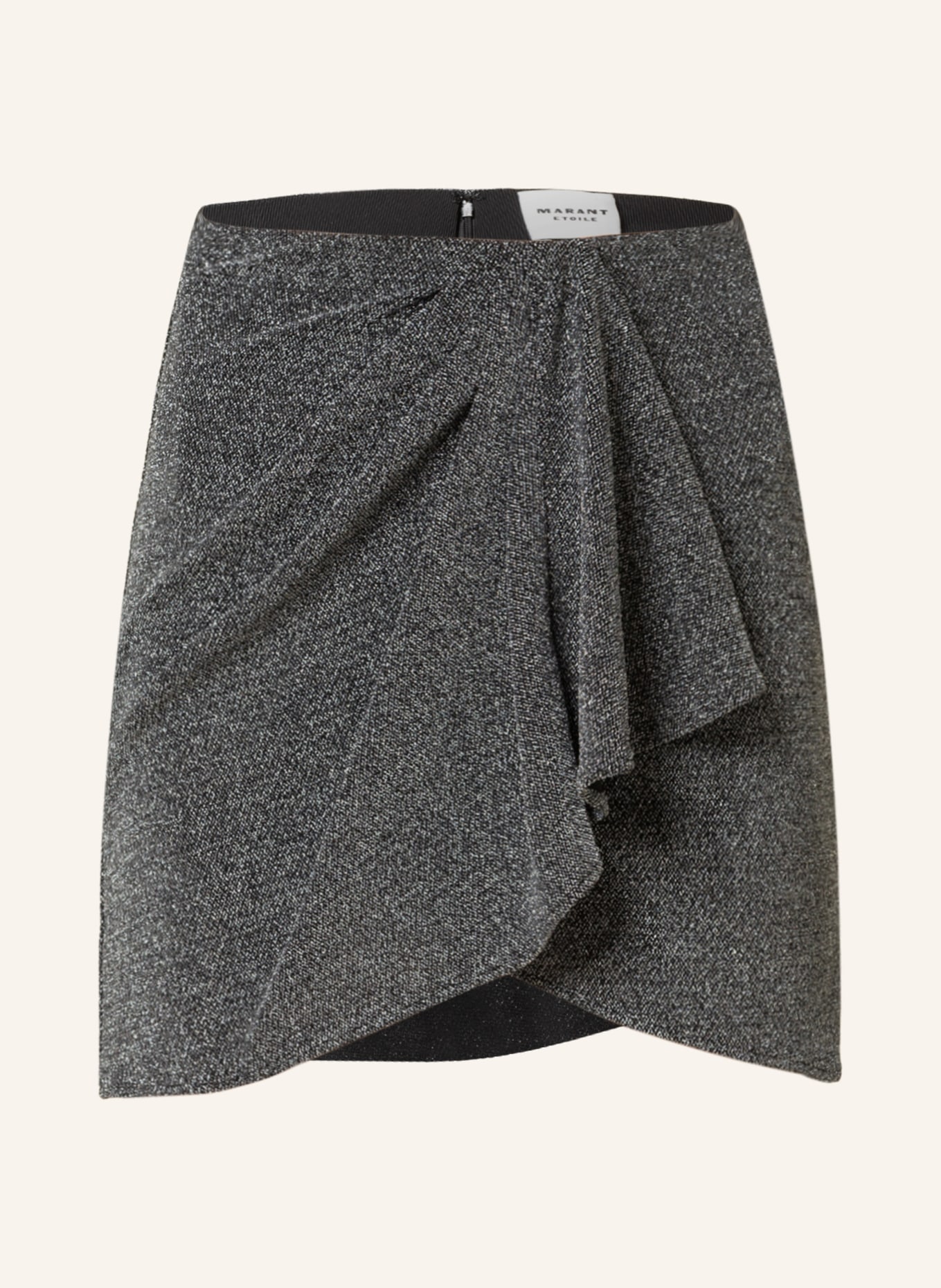MARANT ÉTOILE Skirt BERGEN in wrap look with glitter thread, Color: BLACK/ SILVER (Image 1)