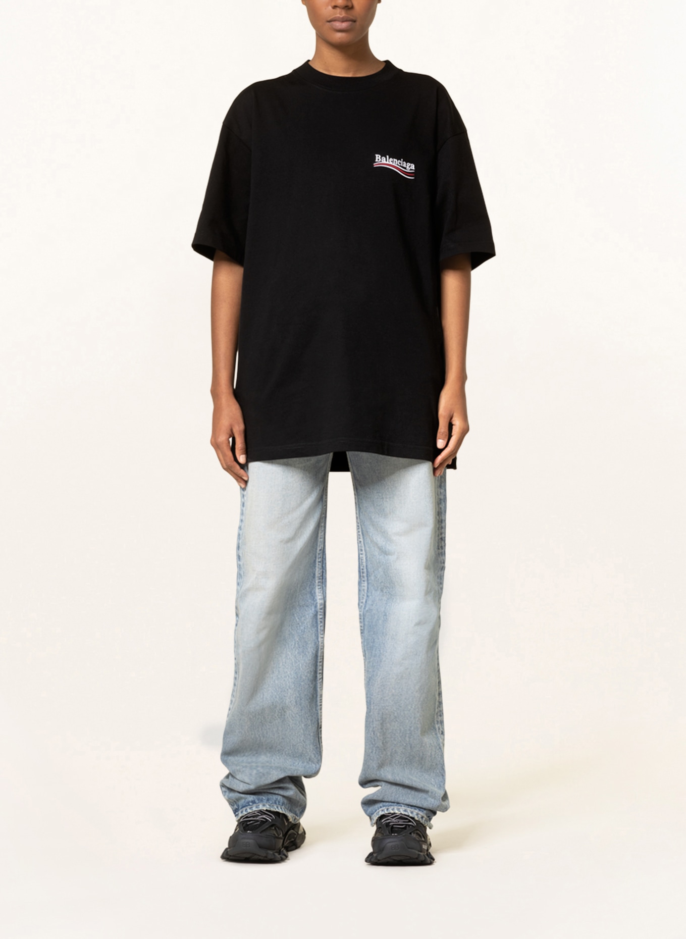 BALENCIAGA Koszulka oversize : CZARNY