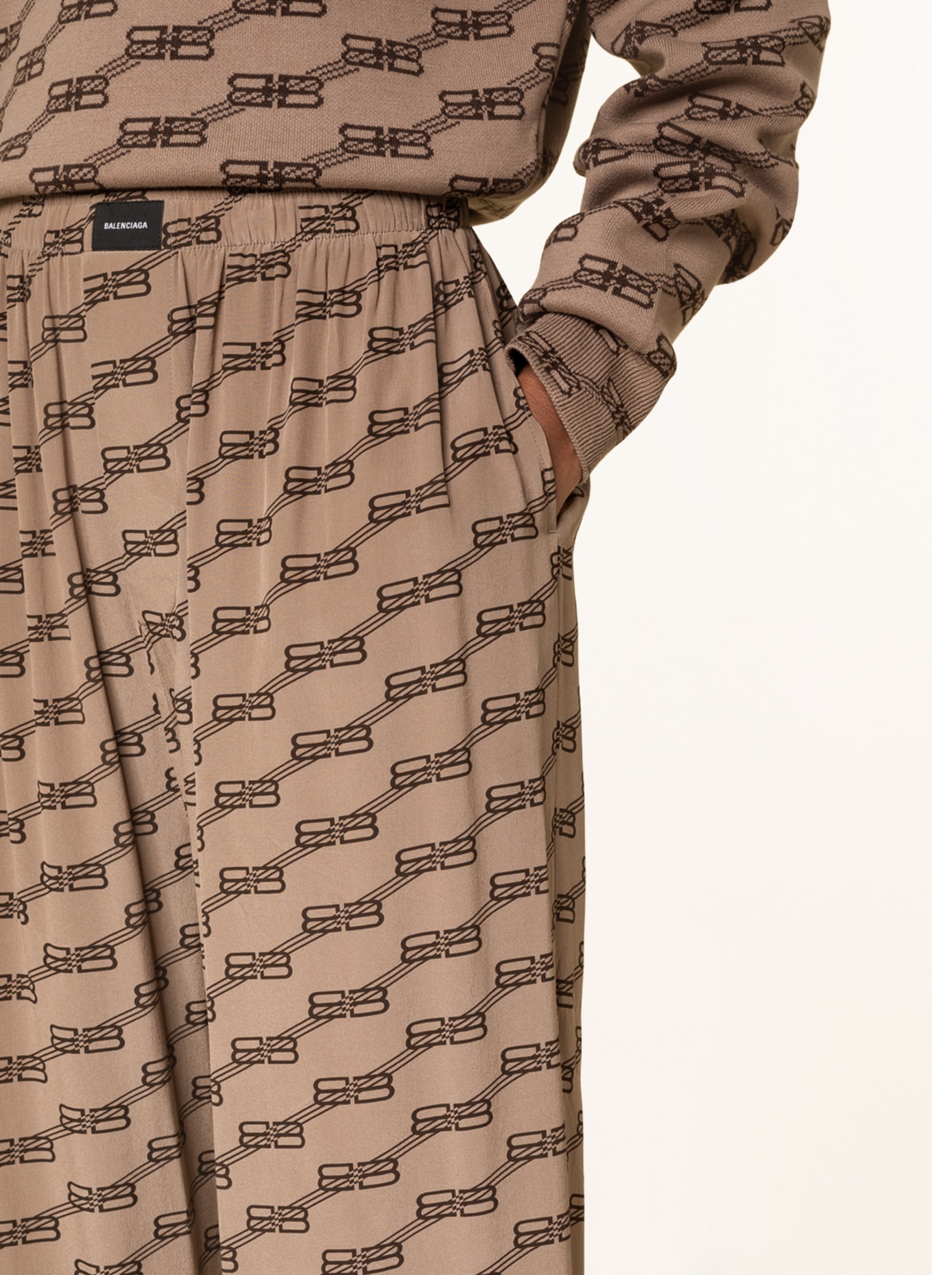 BALENCIAGA Spodnie marlena z jedwabiu , Kolor: CAMELOWY/ CIEMNOBRĄZOWY (Obrazek 5)
