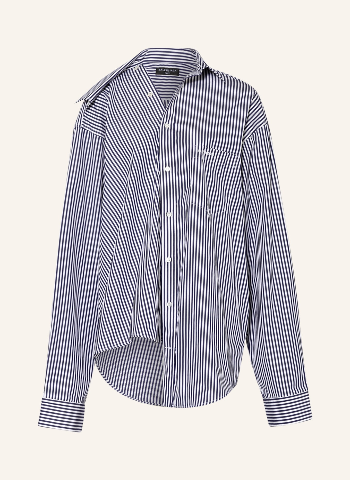 BALENCIAGA Oversized-Bluse, Farbe: WEISS/ DUNKELBLAU (Bild 1)