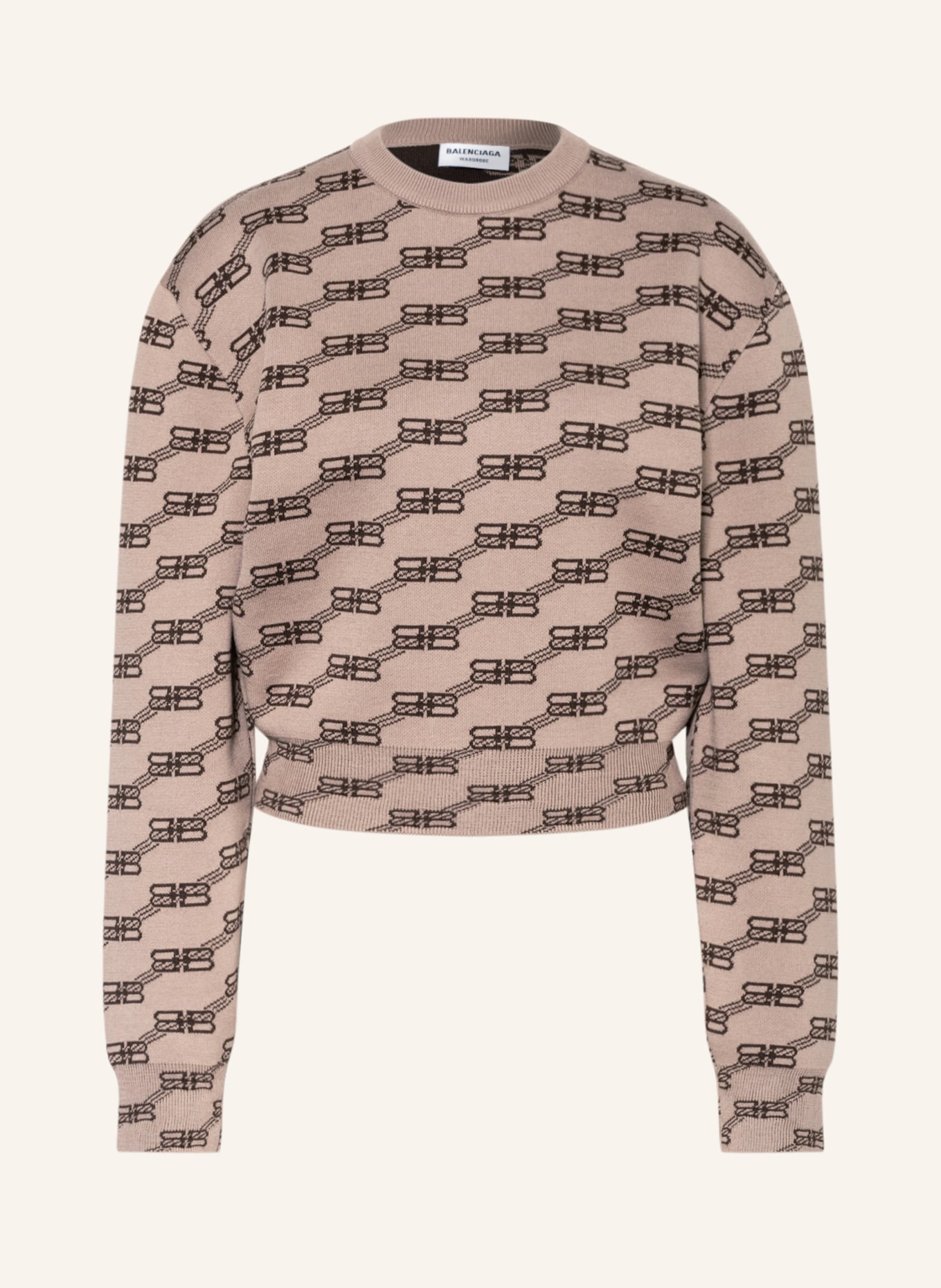 BALENCIAGA Cropped-Pullover, Farbe: BEIGE/ BRAUN (Bild 1)