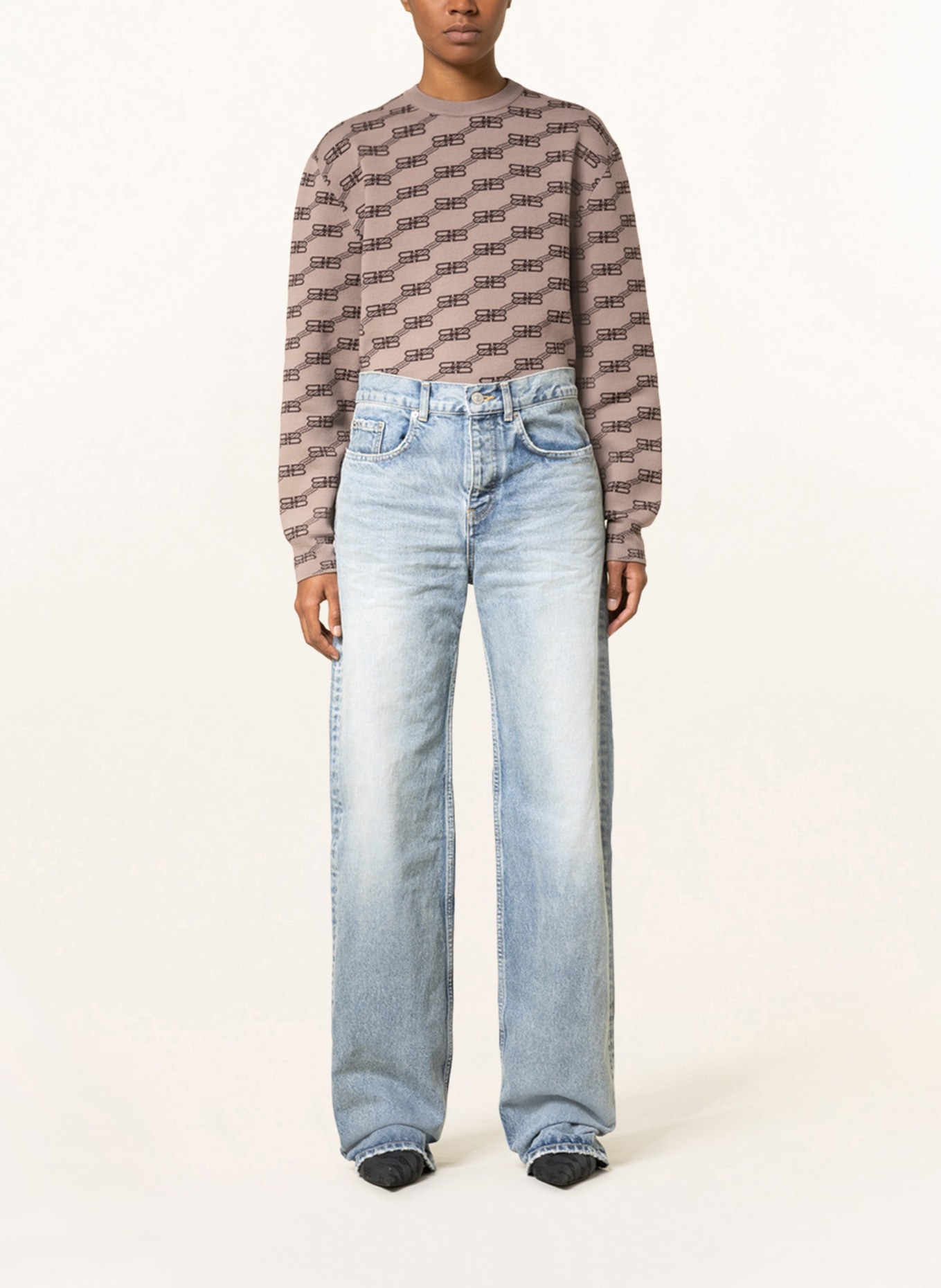 BALENCIAGA Cropped-Pullover, Farbe: BEIGE/ BRAUN (Bild 2)