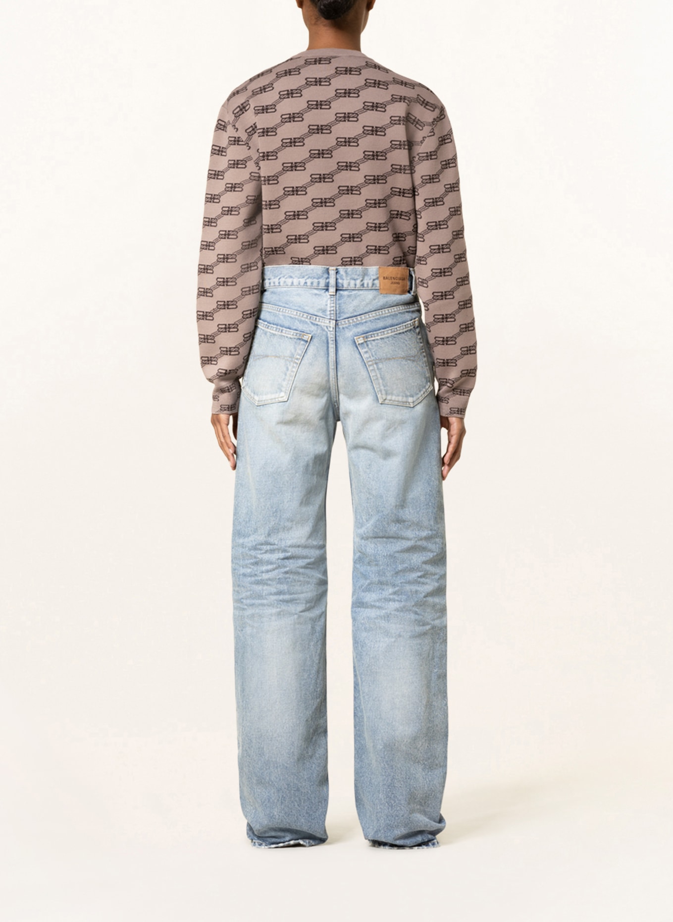 BALENCIAGA Cropped-Pullover, Farbe: BEIGE/ BRAUN (Bild 3)