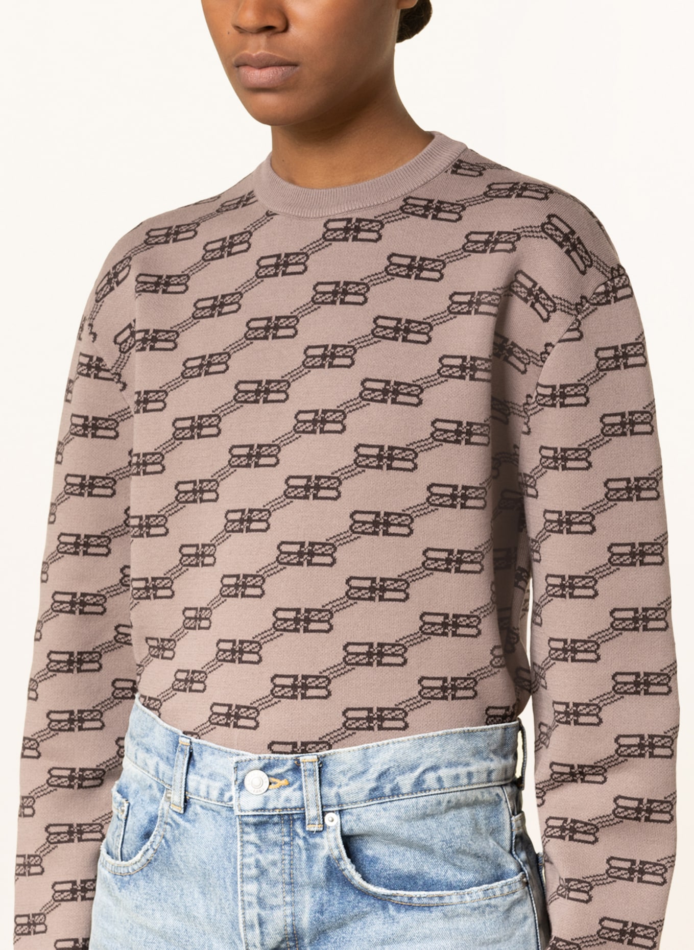 BALENCIAGA Cropped-Pullover, Farbe: BEIGE/ BRAUN (Bild 4)