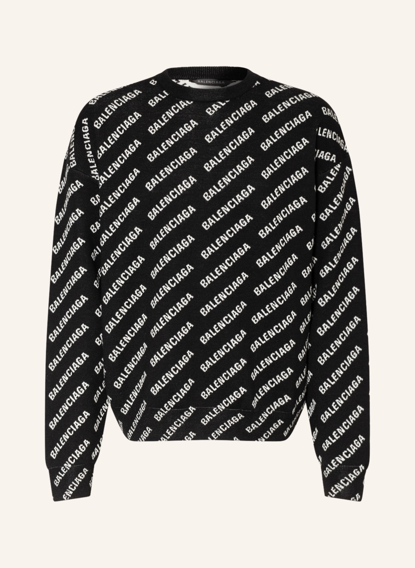 BALENCIAGA Sweter oversize, Kolor: CZARNY/ BIAŁY (Obrazek 1)
