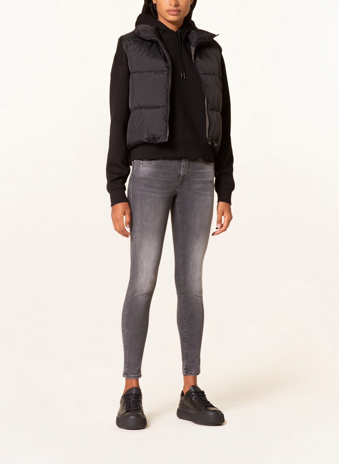 mavi Skinny Jeans ADRIANA, Farbe: 25991 dark grey distressed glam (Bild 2)