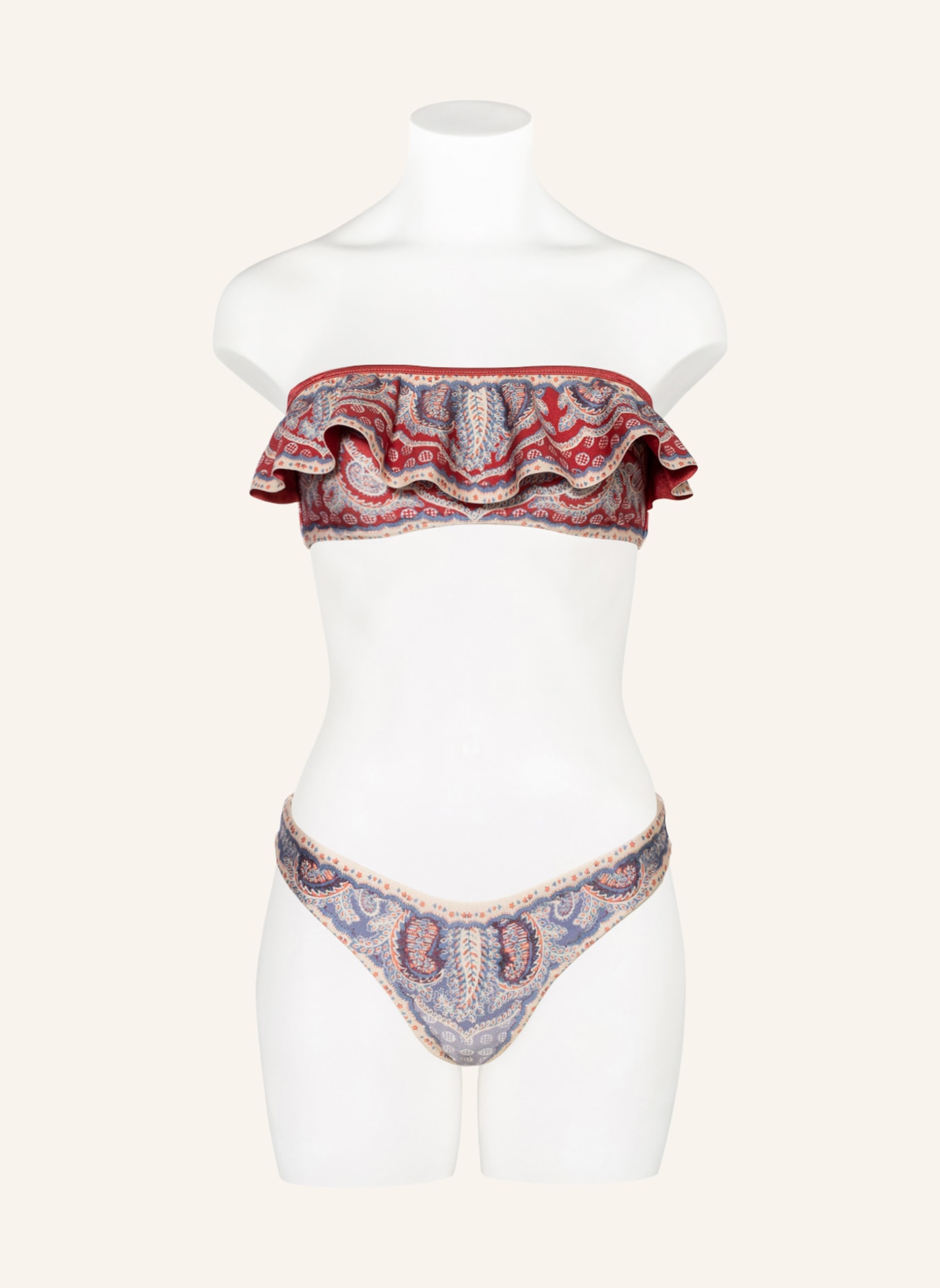 ZIMMERMANN Bandeau bikini VIT FRILL , Color: LIGHT RED/ BLUE/ BEIGE (Image 2)