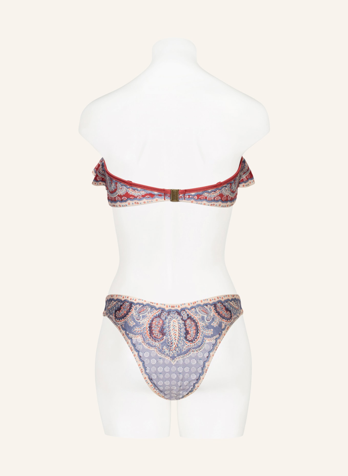 ZIMMERMANN Bandeau bikini VIT FRILL , Color: LIGHT RED/ BLUE/ BEIGE (Image 3)