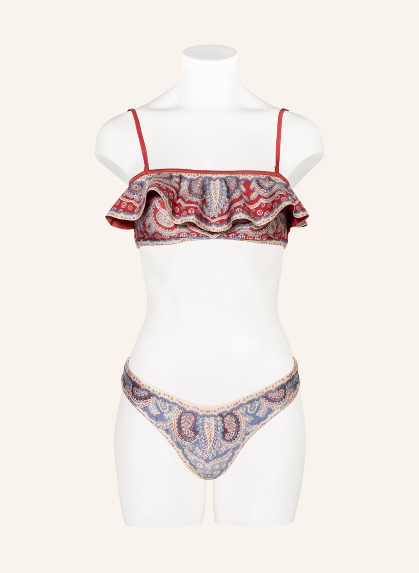 ZIMMERMANN Bandeau bikini VIT FRILL , Color: LIGHT RED/ BLUE/ BEIGE (Image 4)