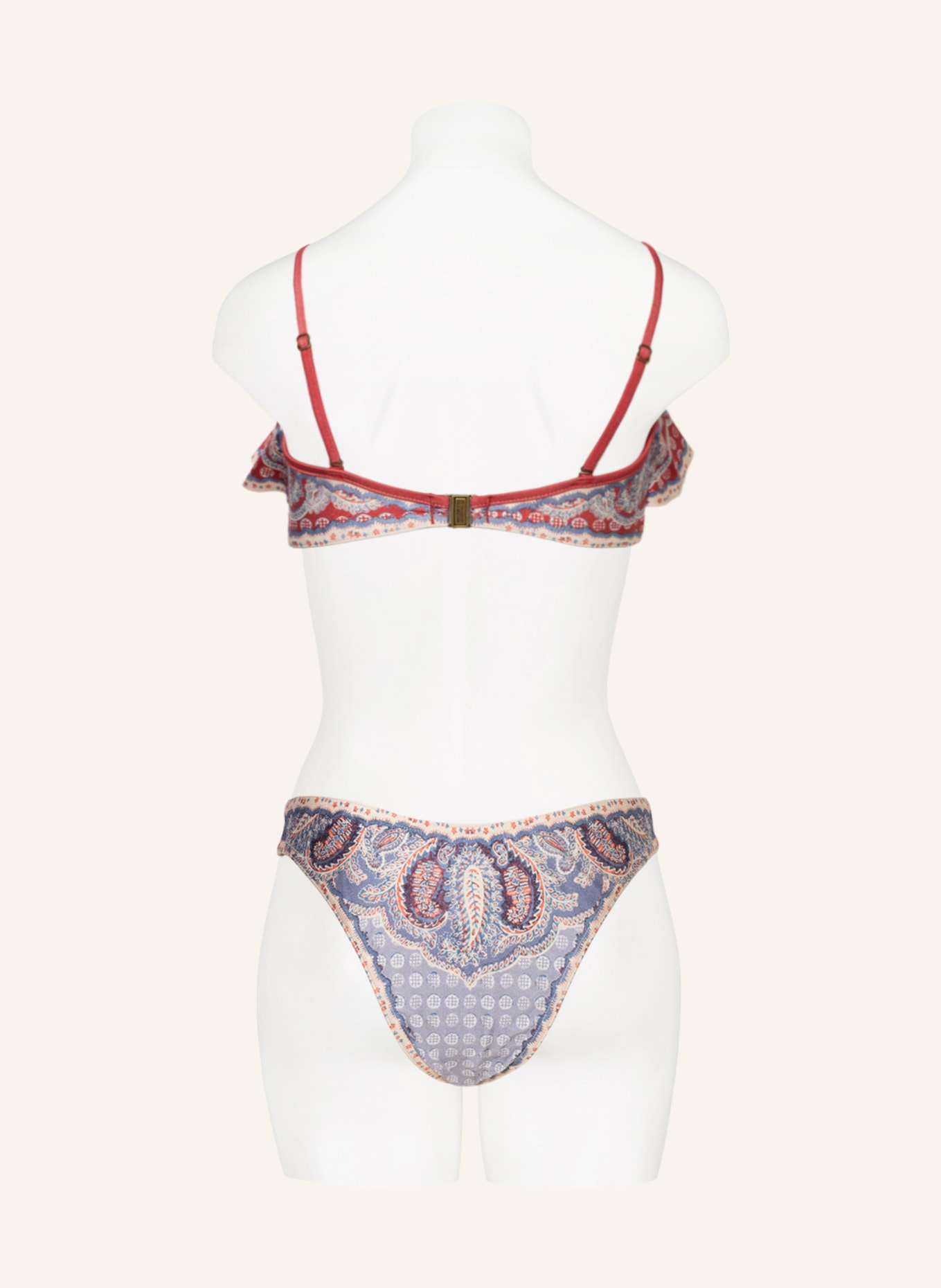 ZIMMERMANN Bandeau bikini VIT FRILL , Color: LIGHT RED/ BLUE/ BEIGE (Image 5)