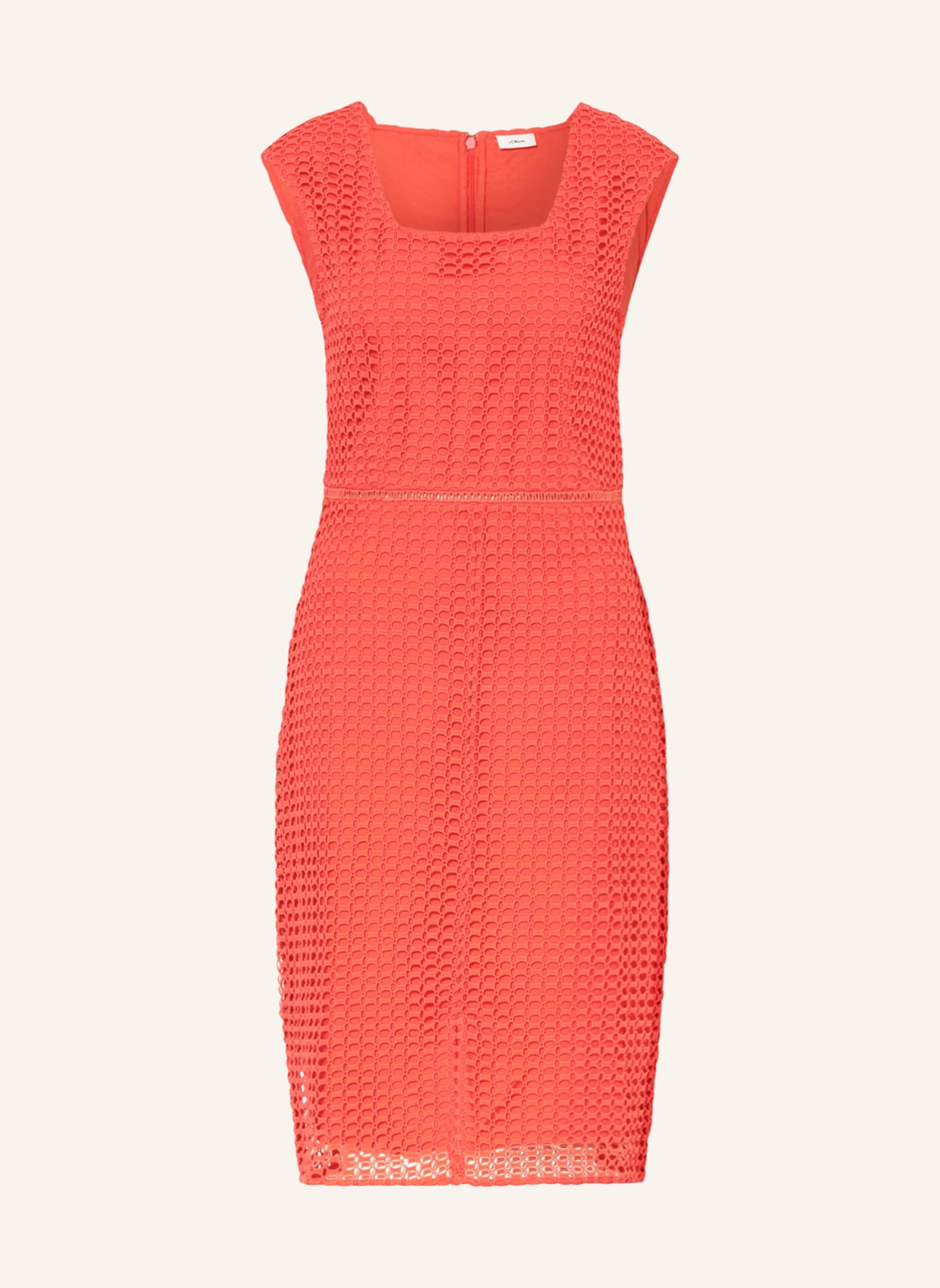 s.Oliver BLACK LABEL Sheath dress in broderie anglaise, Color: LIGHT RED (Image 1)