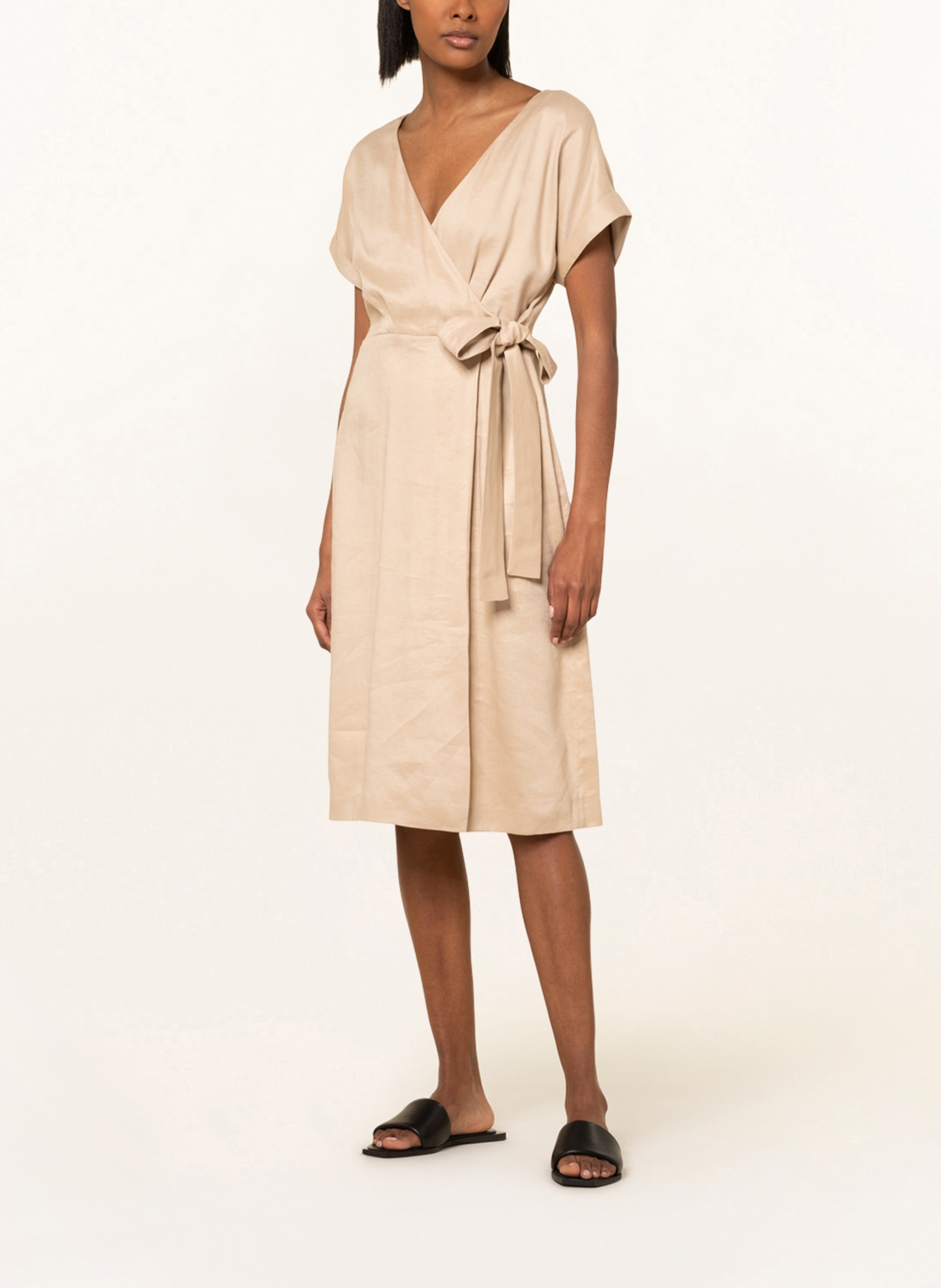 s.Oliver BLACK LABEL Kleid mit Leinen in beige | Shirtkleider
