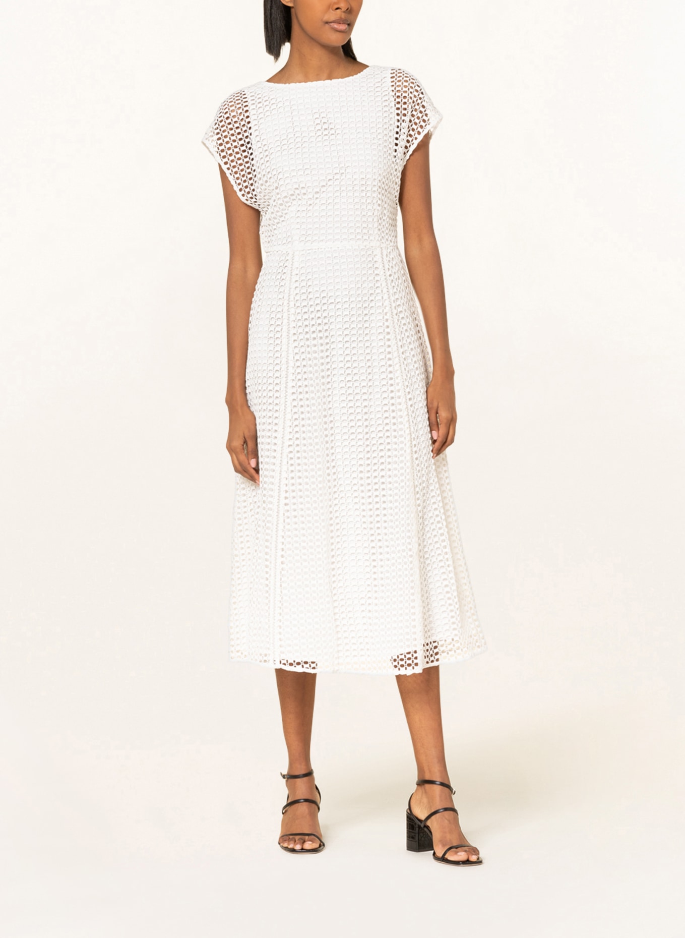 s.Oliver BLACK LABEL Dress with broderie anglaise, Color: WHITE (Image 2)