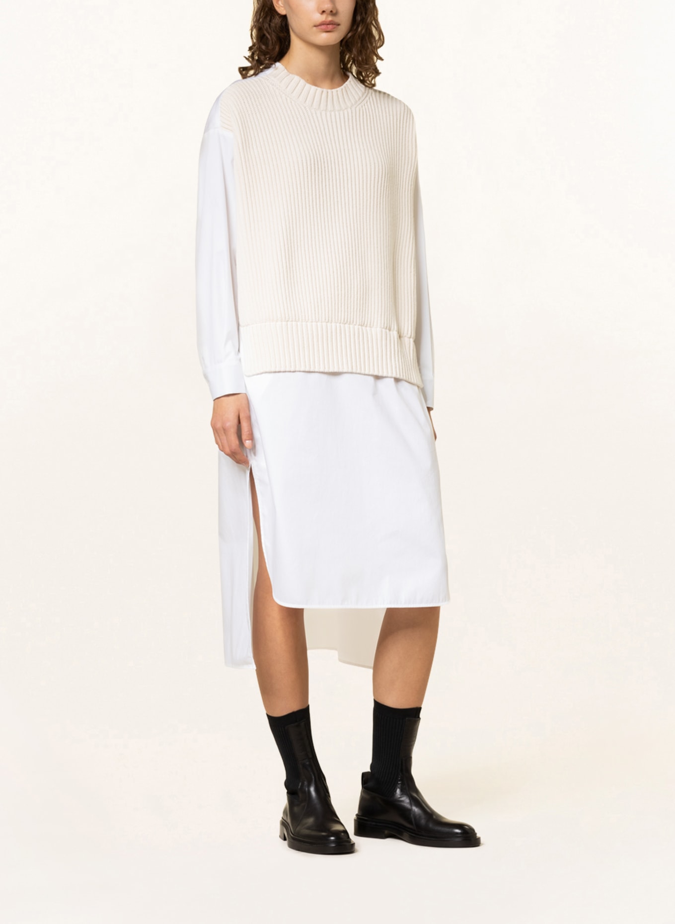 FABIANA FILIPPI Dress in mixed materials, Color: ECRU/ WHITE (Image 2)