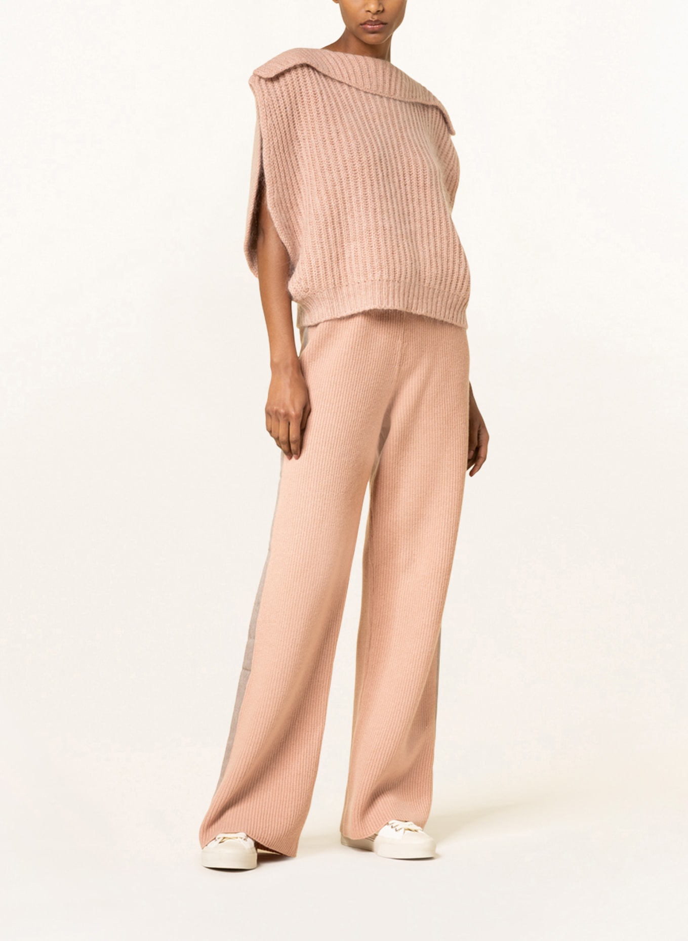 FABIANA FILIPPI Knit trousers with cashmere and tuxedo stripe, Color: ROSE (Image 2)