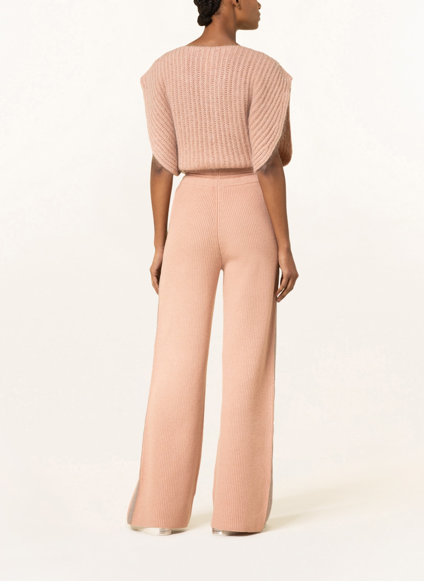 FABIANA FILIPPI Knit trousers with cashmere and tuxedo stripe, Color: ROSE (Image 3)