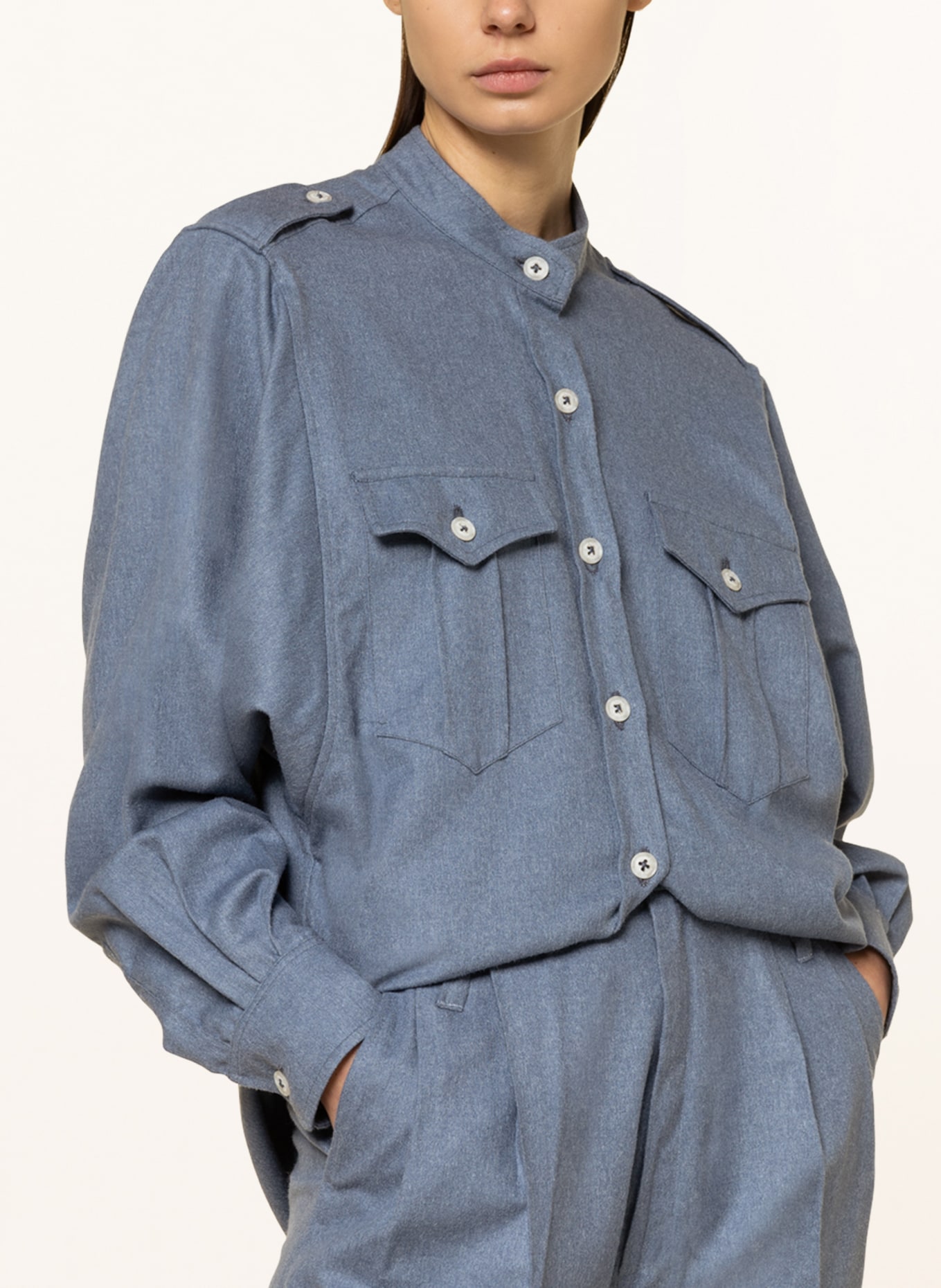 VIKY RADER STUDIO Shirt blouse ELLE with silk , Color: BLUE GRAY (Image 4)