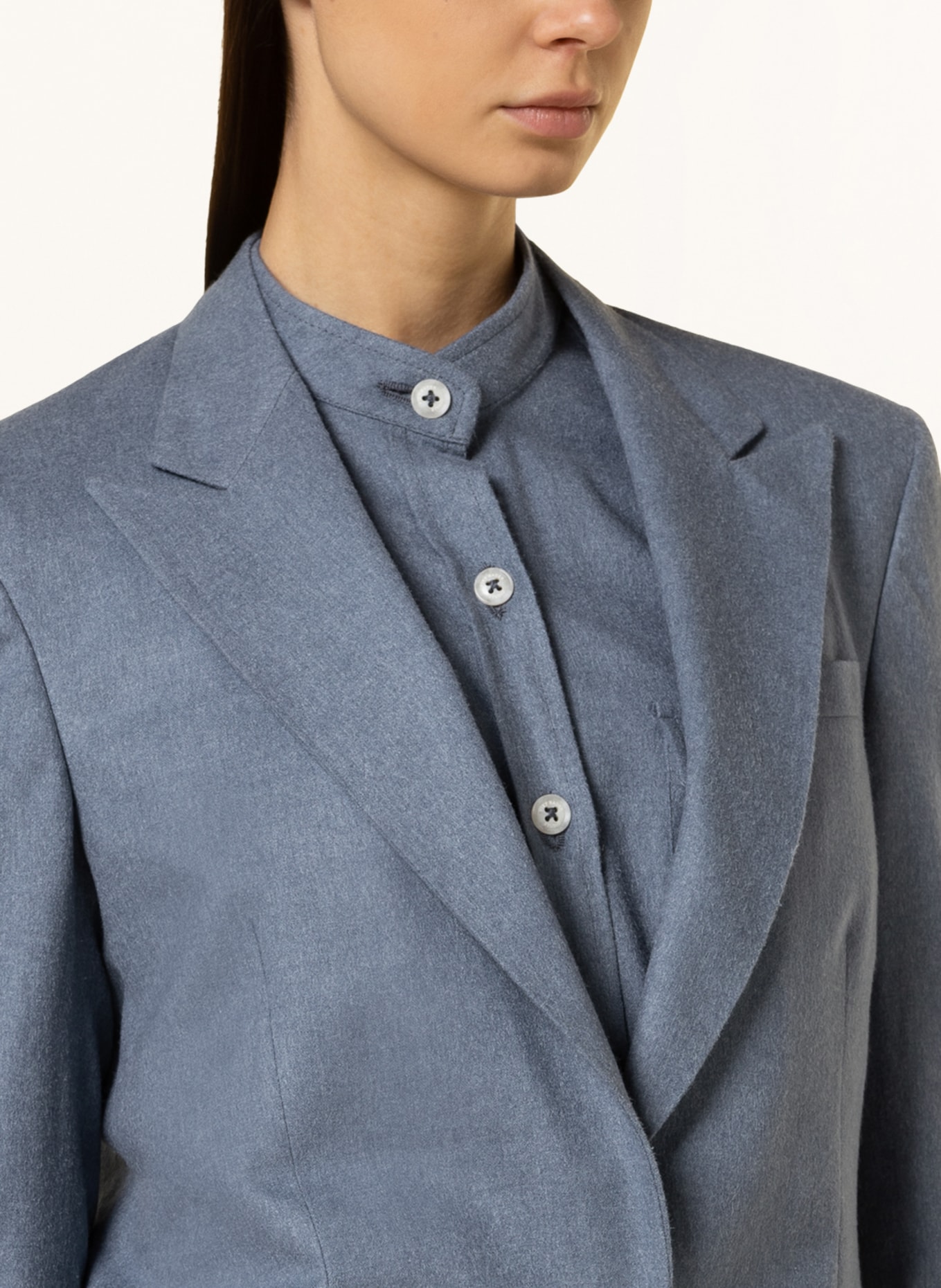 VIKY RADER STUDIO Long blazer MARLENE with silk, Color: LIGHT BLUE (Image 4)