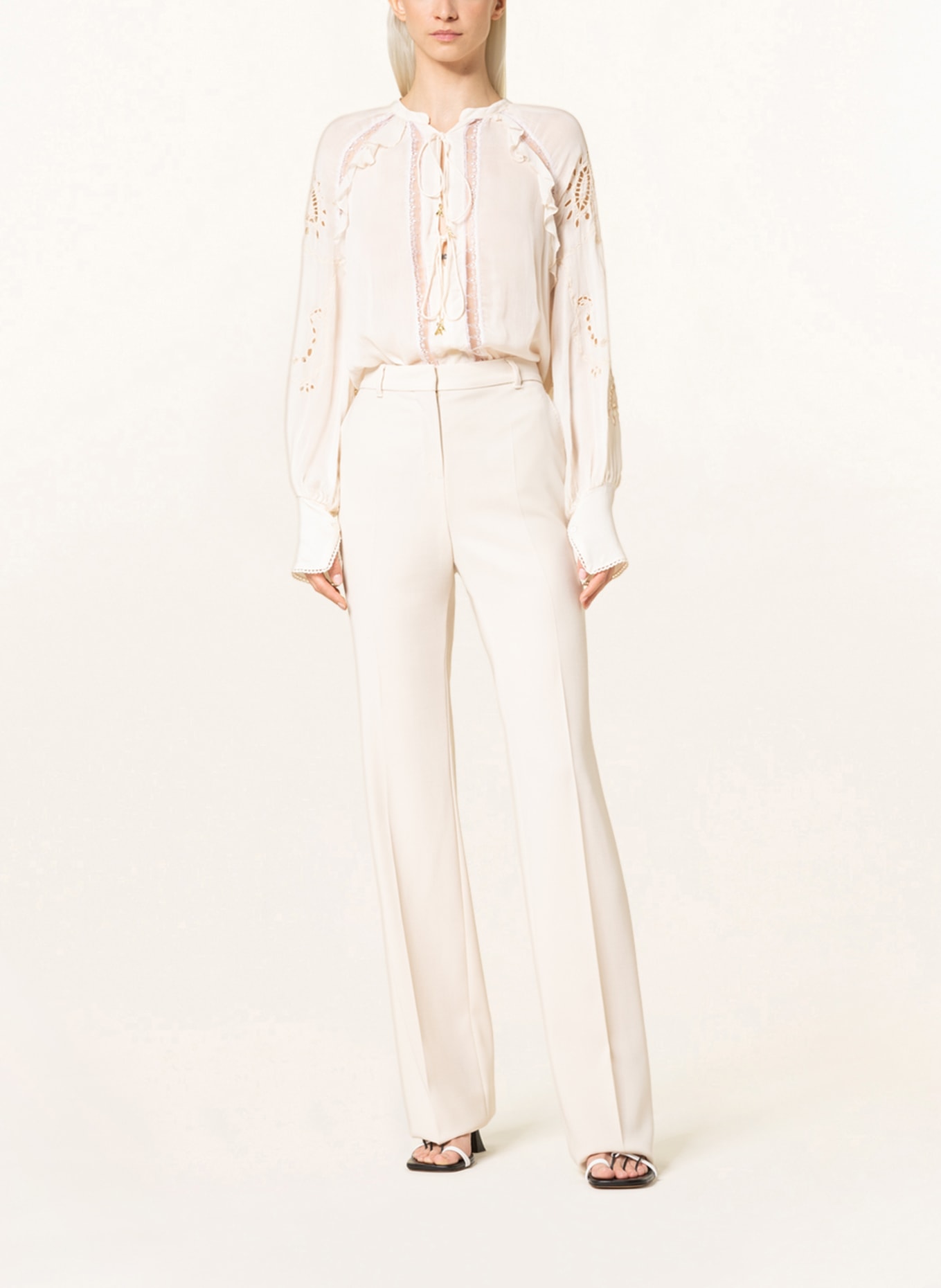 PATRIZIA PEPE Shirt blouse with ruffles and lace, Color: ECRU (Image 2)