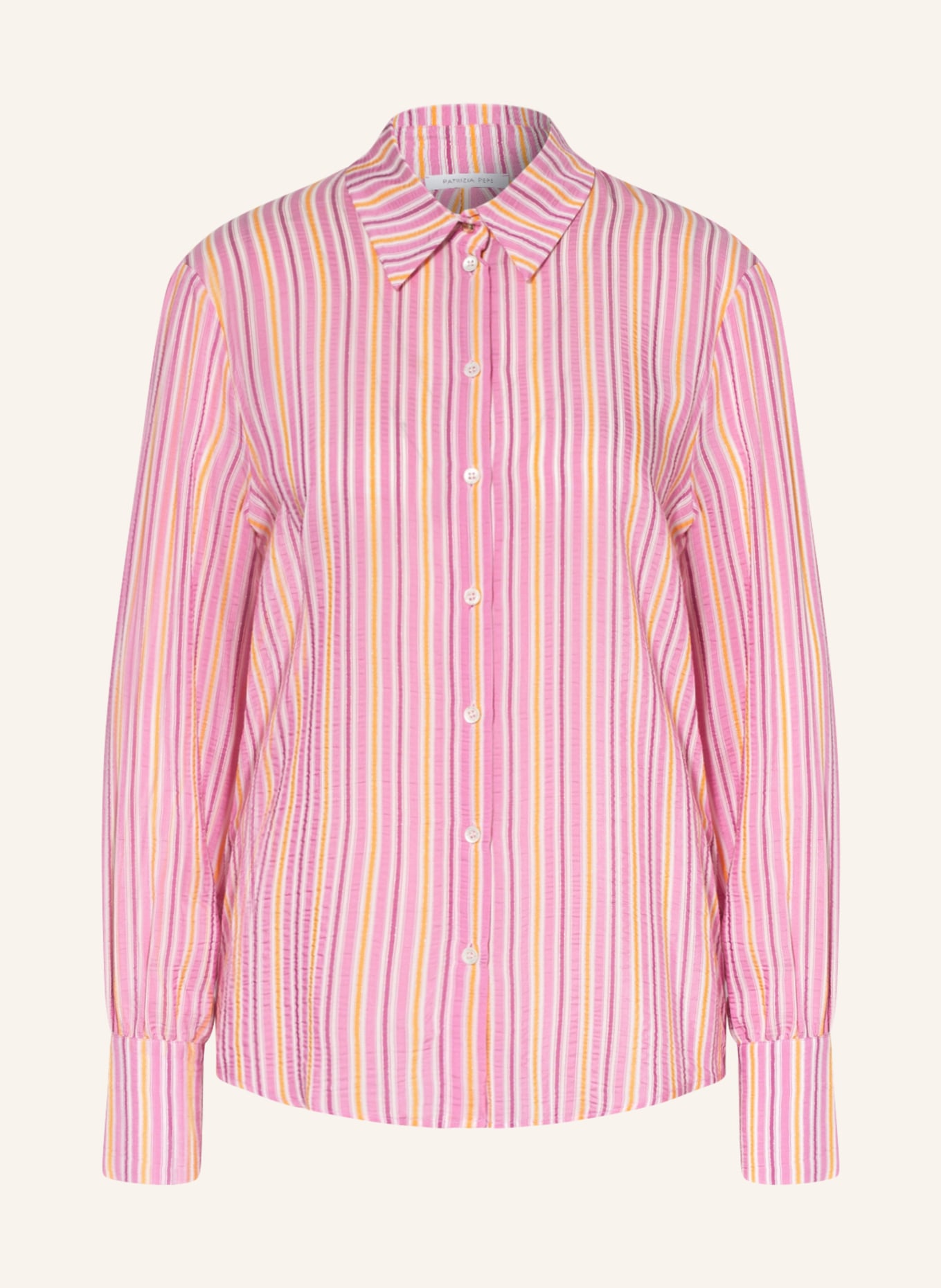 PATRIZIA PEPE Shirt blouse with glitter thread, Color: PINK/ ORANGE (Image 1)