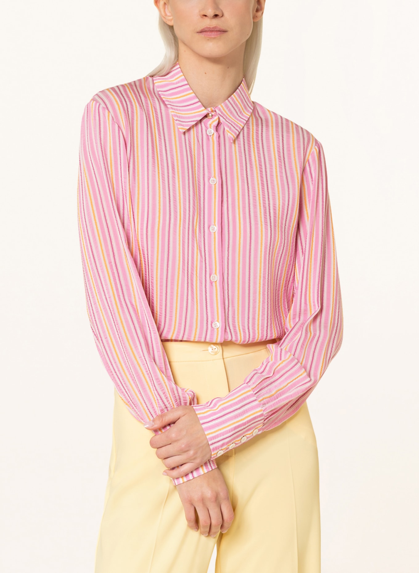PATRIZIA PEPE Shirt blouse with glitter thread, Color: PINK/ ORANGE (Image 4)