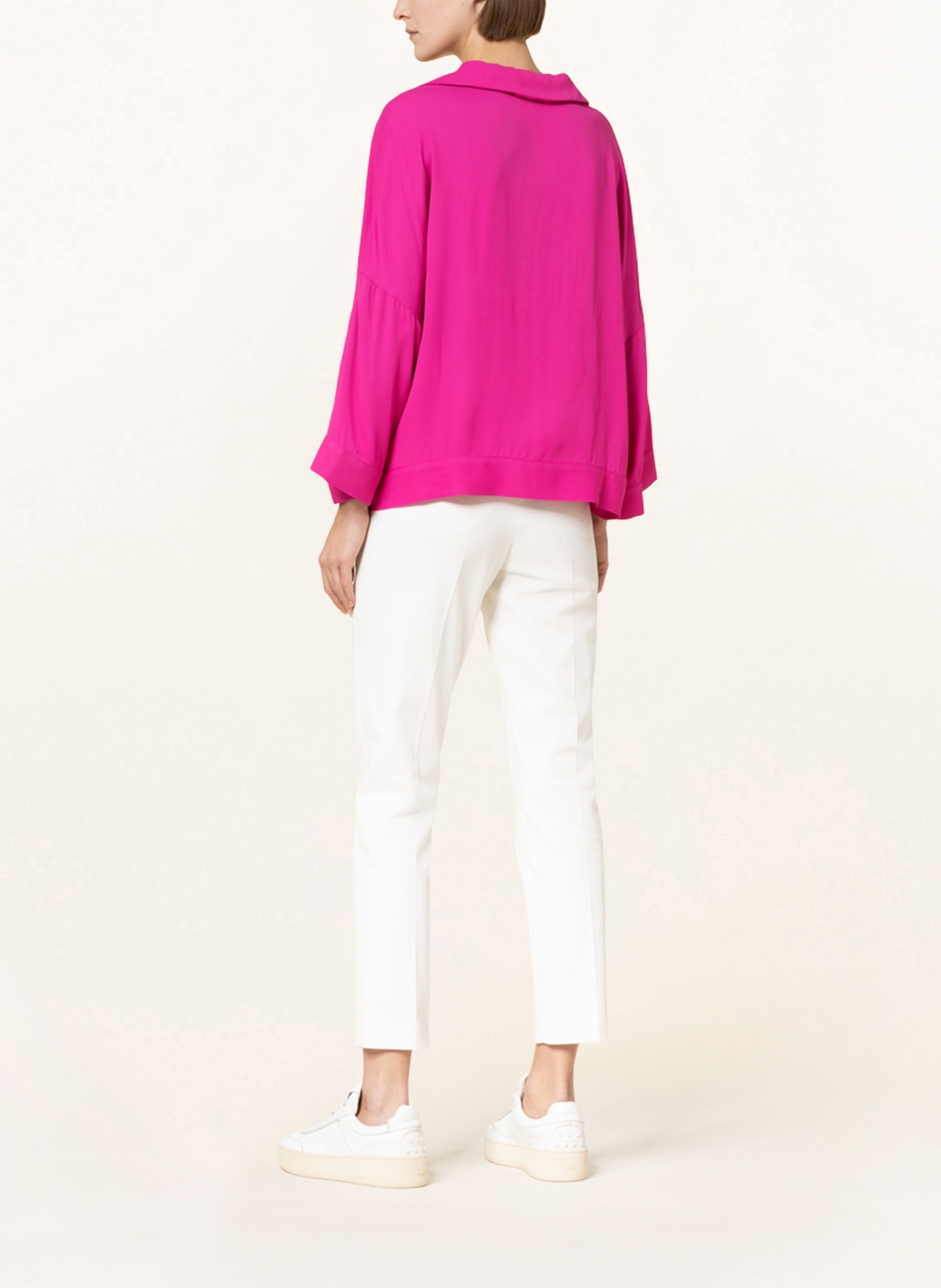 FABIANA FILIPPI Bluzka oversized z ozdobnymi kamykami, Kolor: MOCNORÓŻOWY (Obrazek 3)