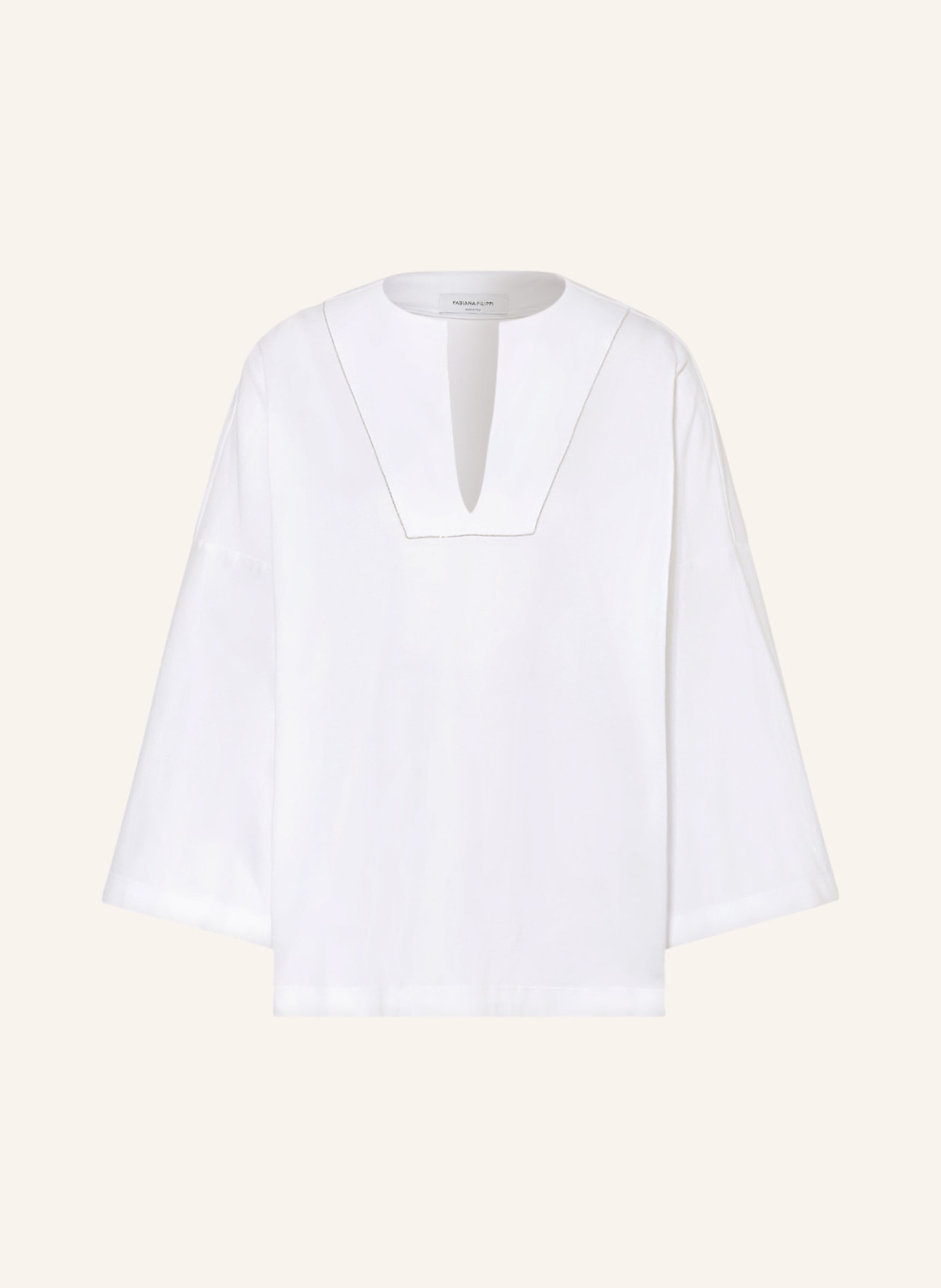 FABIANA FILIPPI Oversized shirt with decorative gems, Color: WHITE (Image 1)