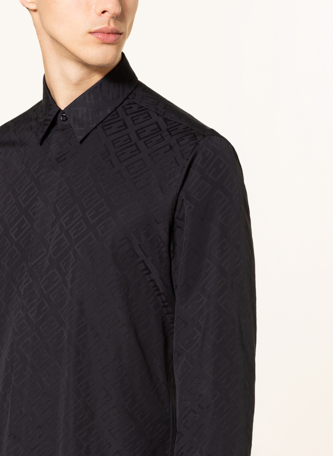 FENDI Jacquard shirt slim fit , Color: BLACK (Image 4)