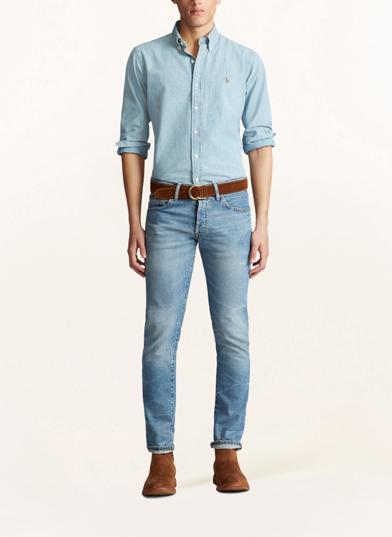 POLO RALPH LAUREN Hemd Regular Fit in Jeansoptik, Farbe: HELLBLAU (Bild 2)