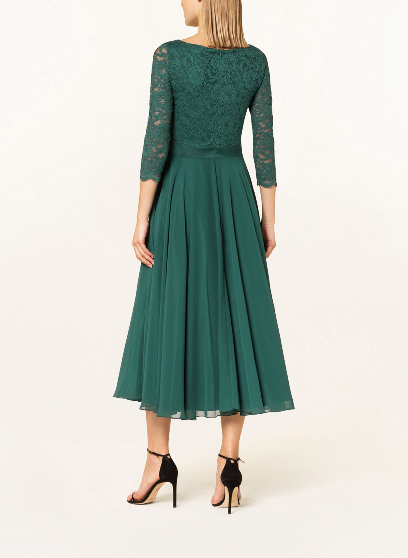 SWING Cocktail dress with lace trim , Color: GREEN (Image 3)